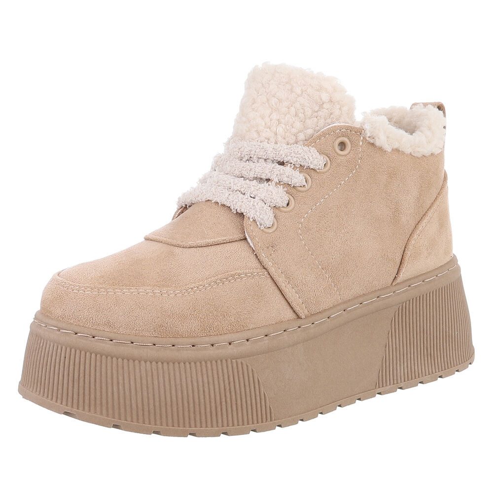 Ital-Design Modische Sneaker mit kuscheliger Fütterung für Damen Snowboots (90458027) Keilabsatz/Wedge Stiefeletten in Hellbraun