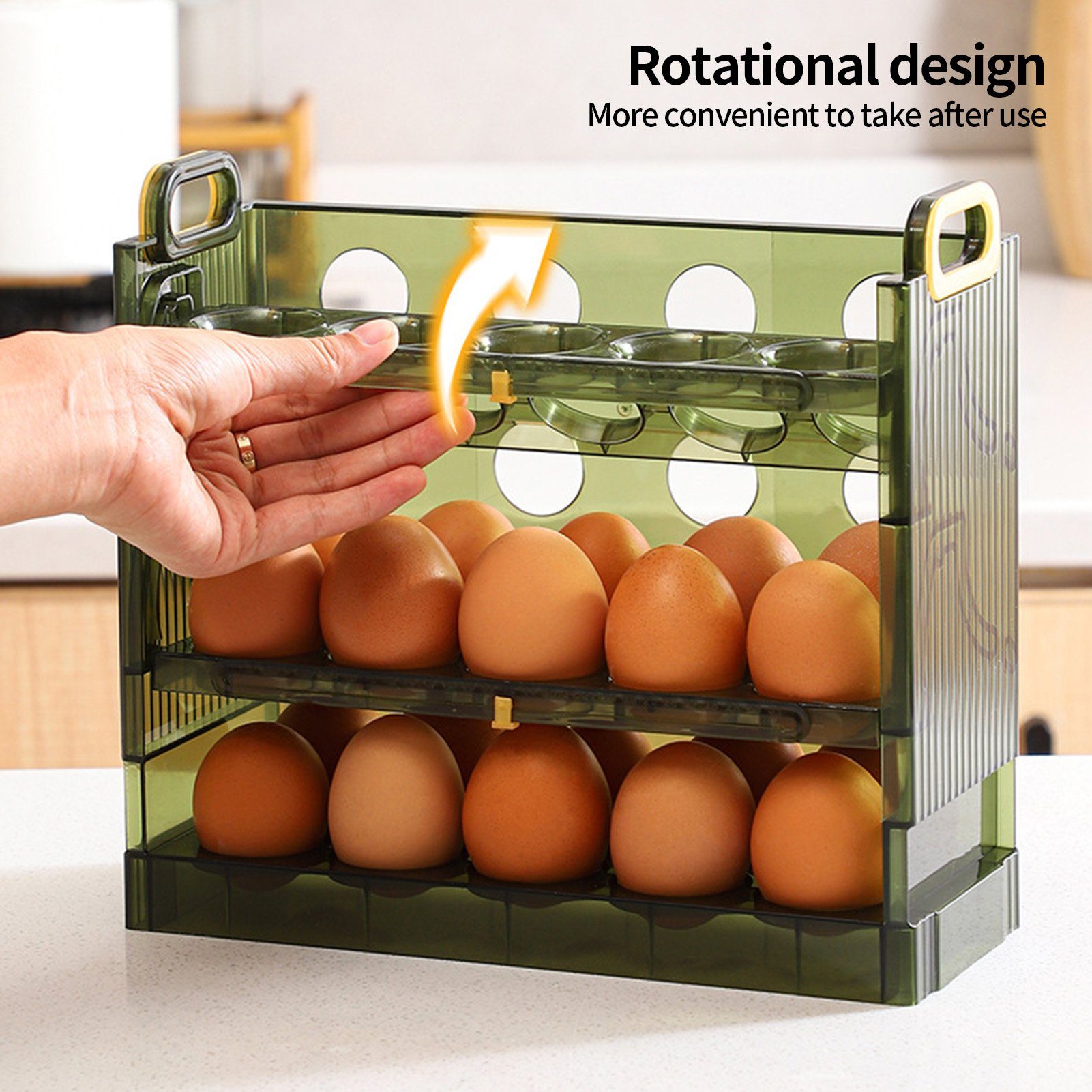 Rutaqian Eierbecher Eierbehälter, kleine Aufbewahrungsbox aus Kunststoff für 20/30 Eier, Geeignet für 20 / 30 Eier Dreifache Schicht