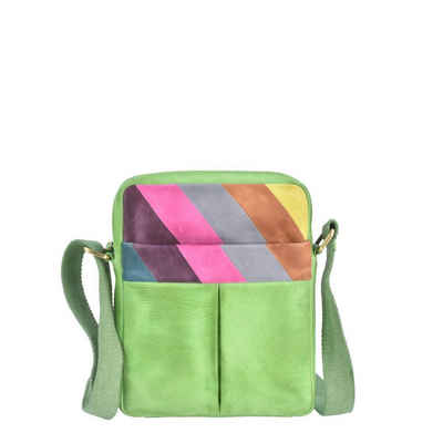 Greenburry Umhängetasche "Candy Shop" Leder, Schultertasche, Handtasche, bunt, 22x27cm, buntes Muster