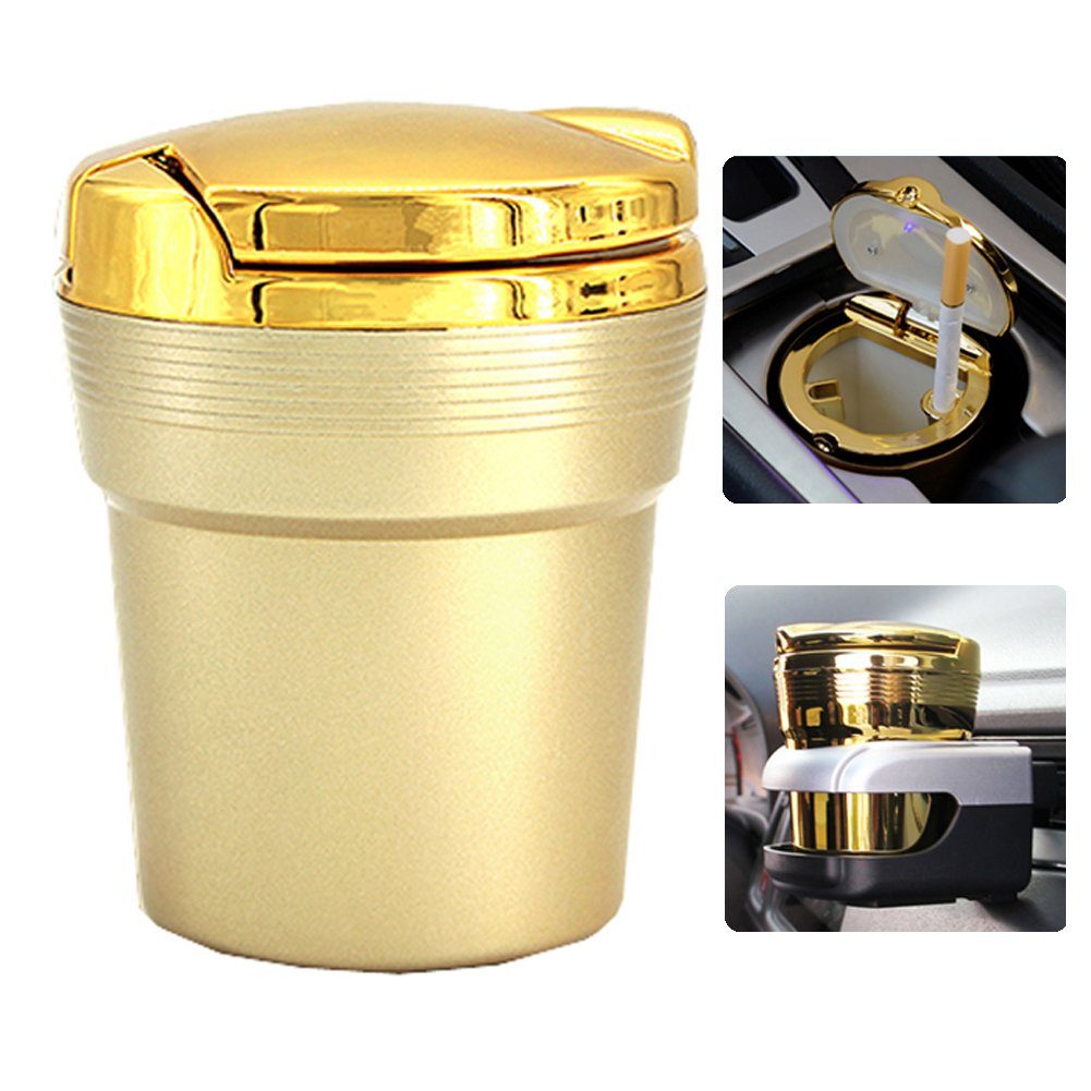 Bolwins Aschenbecher F68C KFZ LED Aschenbecher Autoaschenbecher Beleuchtung Getränkehalter, KFZ Aschenbecher mit LED Beleuchtung