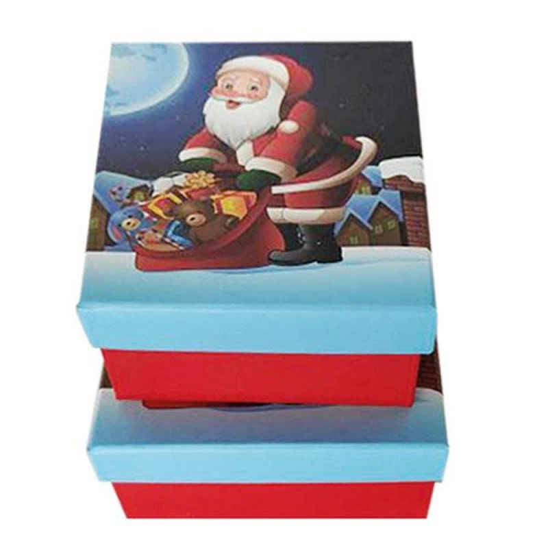 Idena Geschenkbox Weihnachten 2er Santa, Geschenkverpackung Weihnachtsverpackung Geschenkschachtel