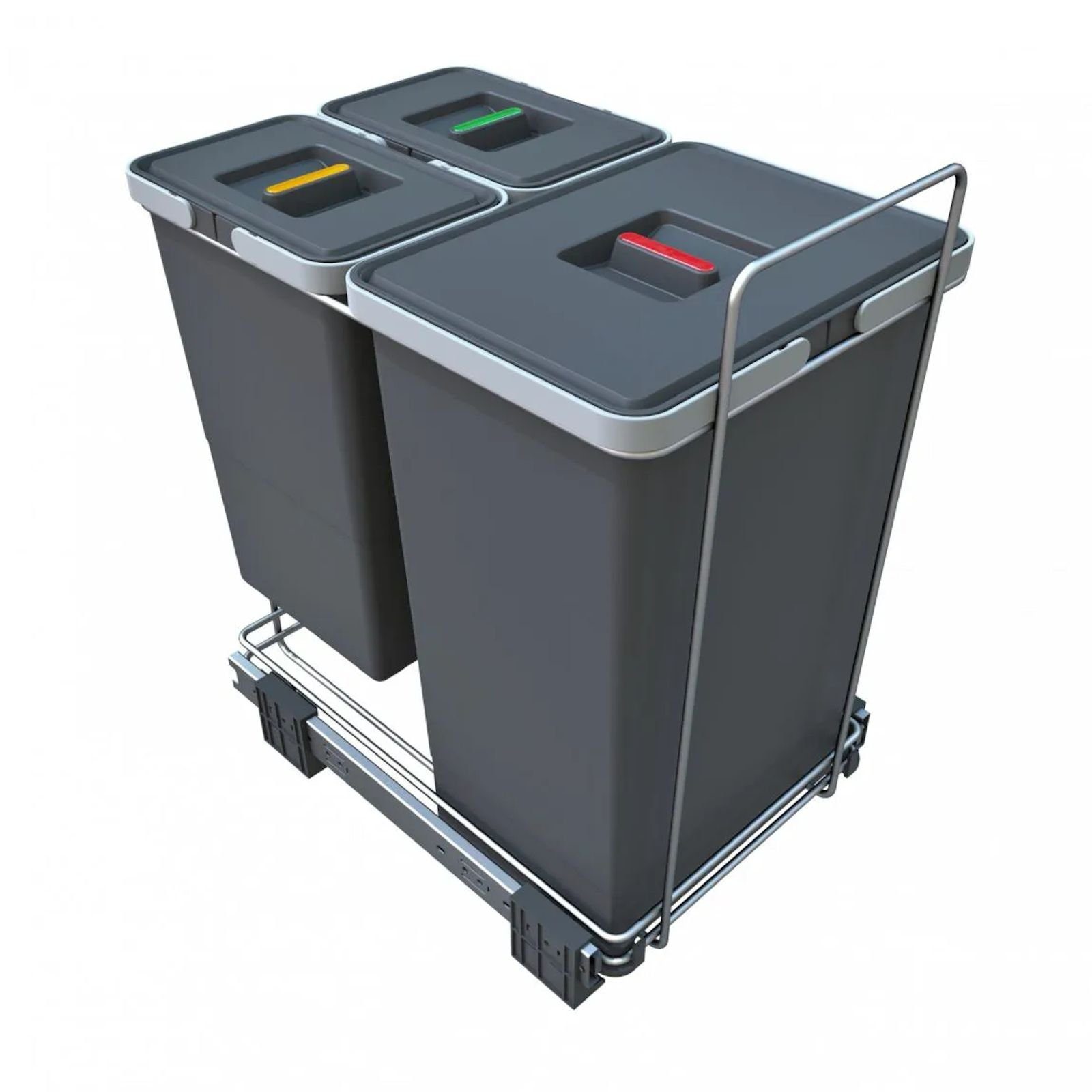 SO-TECH® Mülleimer Abfallsammler Ecofil 24+8+8L mit Deckel, Abfallsystem für Korpusbreite ab 40 cm