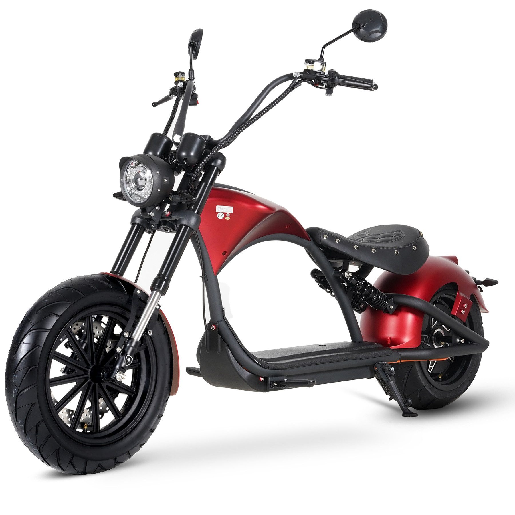 Vankel E-Motorroller M1P E-Chopper 2000W, 1800Wh, 80km Reichweite, Retro-Elektro-Scooter, 2000 W, 45 km/h, Straßenzugelassener E-Chopper für Stadt & Freizeit, & 200kg Zuladung