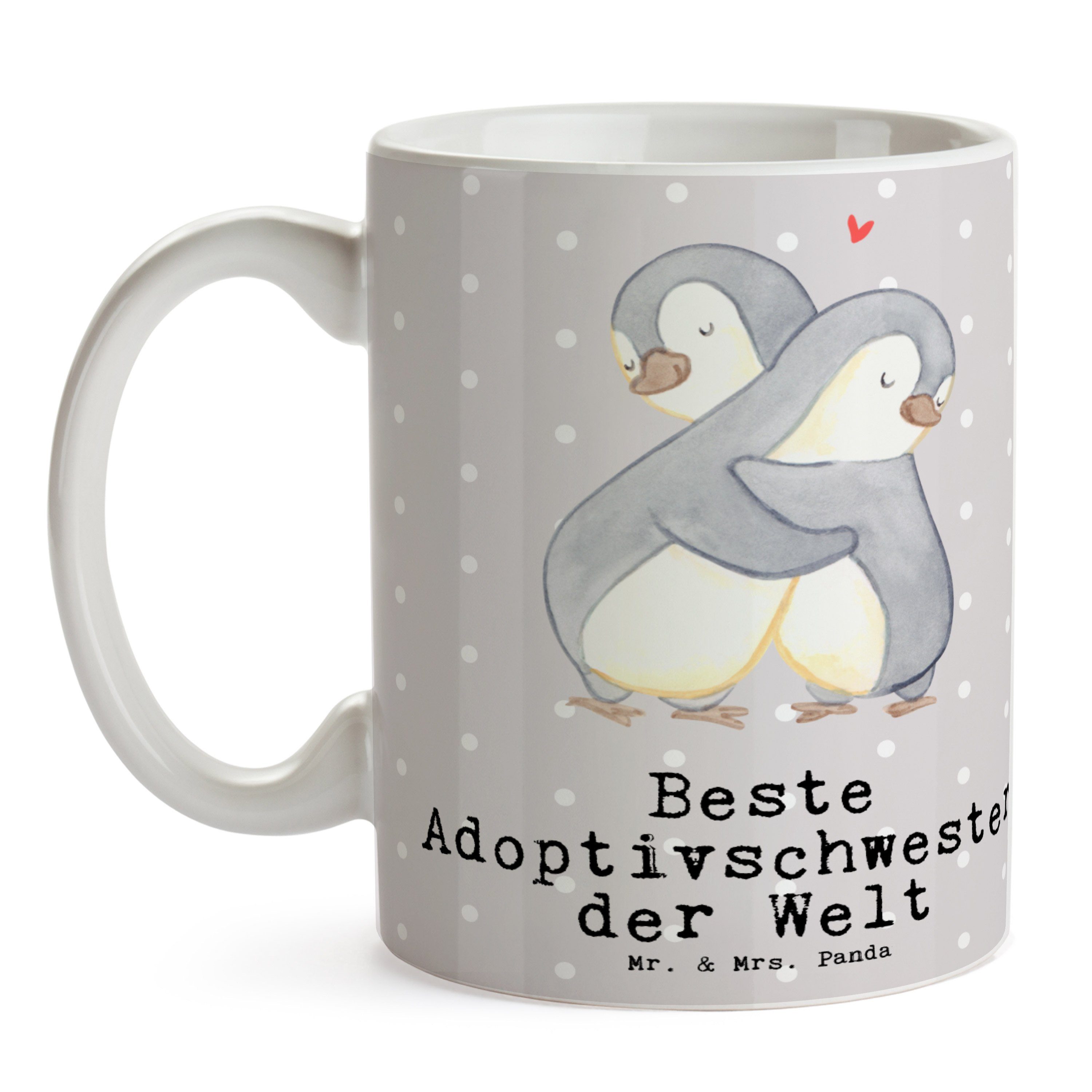 Panda Welt Geschenk, & Ta, Mr. Adoptivschwester Grau - Beste Pastell Tasse - Mrs. Pinguin Keramik der