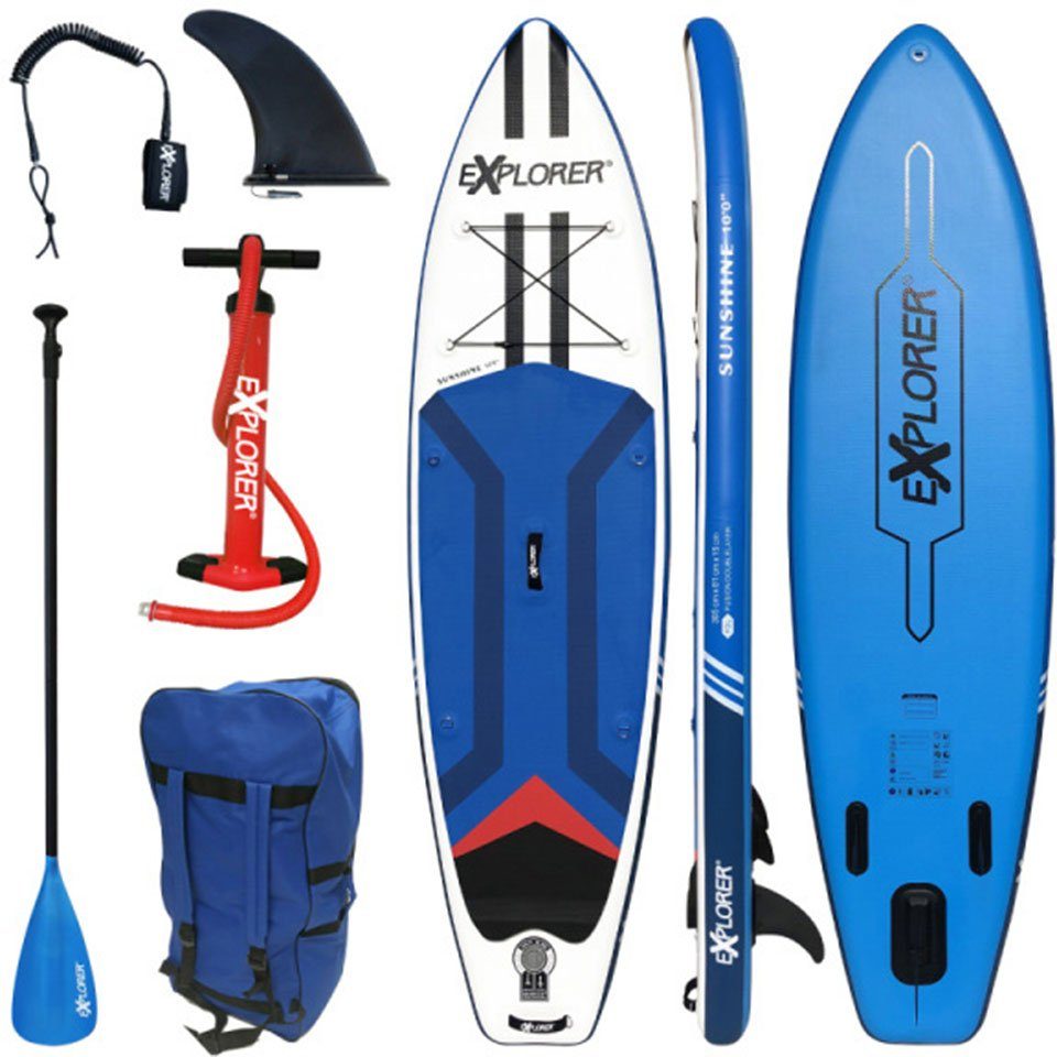 EXPLORER SUP-Board Sunshine 10.0, (6 tlg., mit Paddel, Pumpe und Transportrucksack)