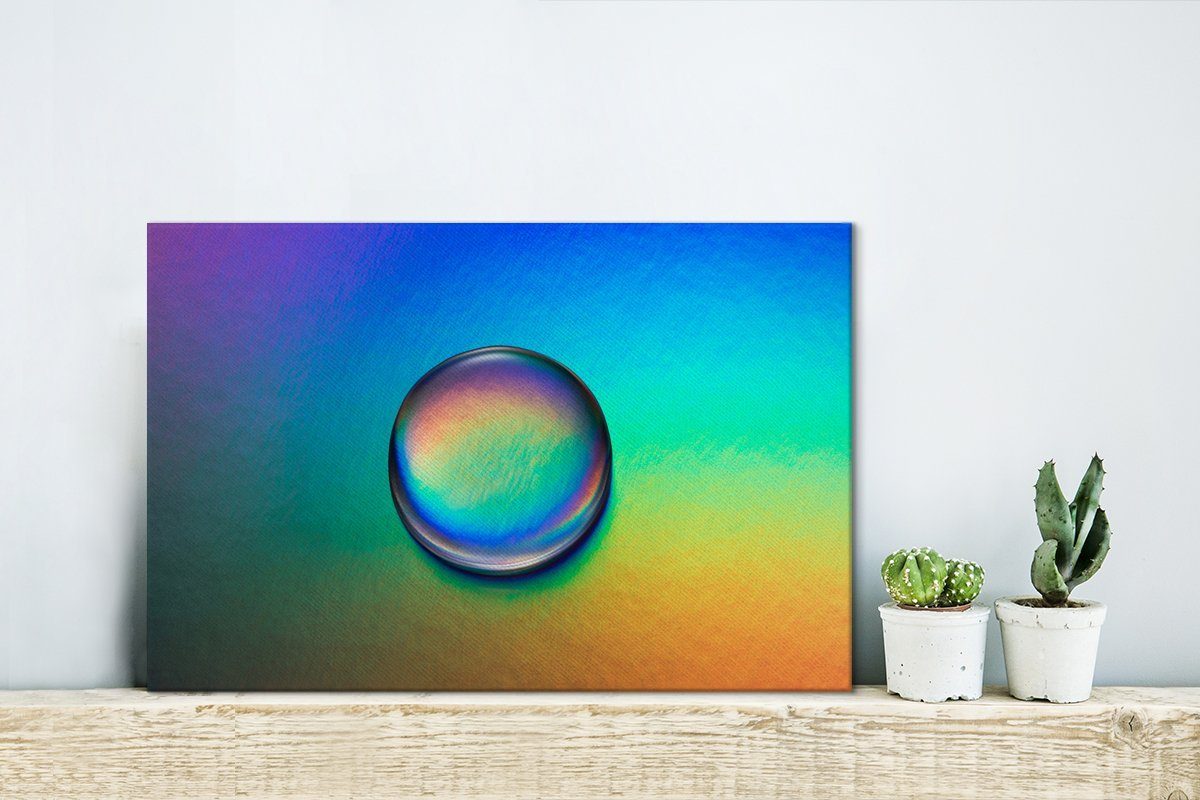 St), Wanddeko, Wandbild - (1 Aufhängefertig, Wasser, OneMillionCanvasses® 30x20 Leinwandbilder, Blasen cm Regenbogen - Leinwandbild