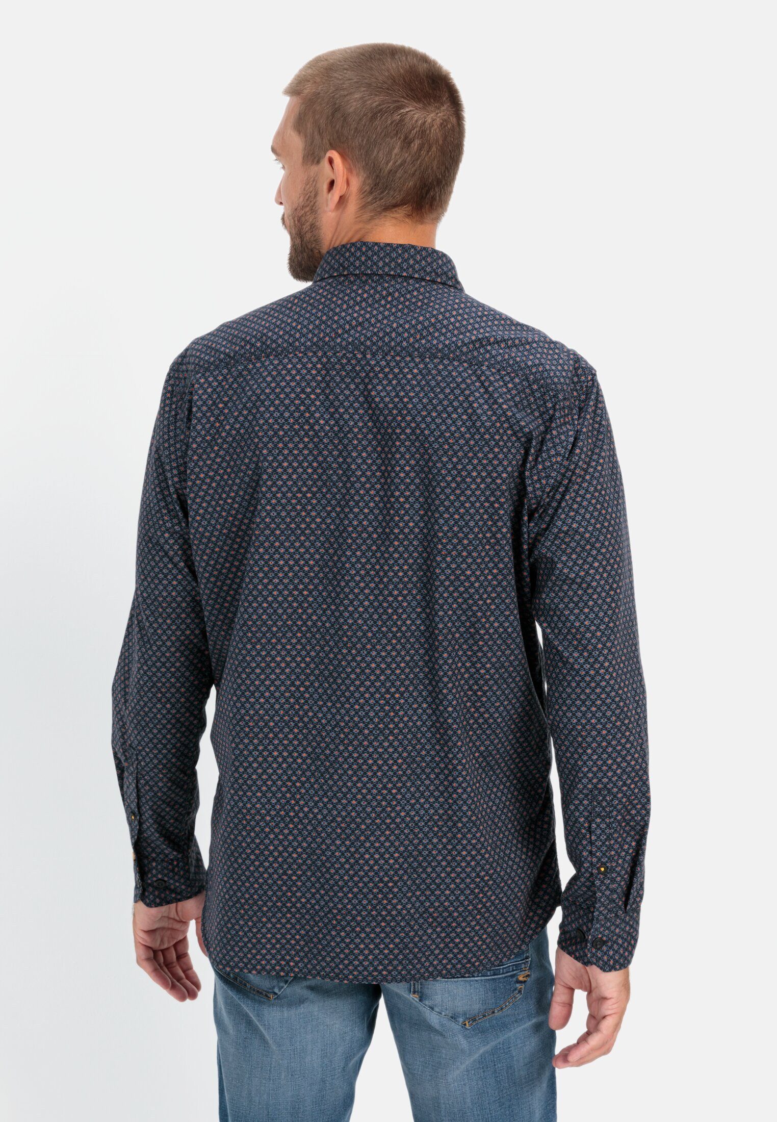 camel active Langarmhemd mit Minimal-Print Langarm Button-Down Button-Down günstig online kaufen