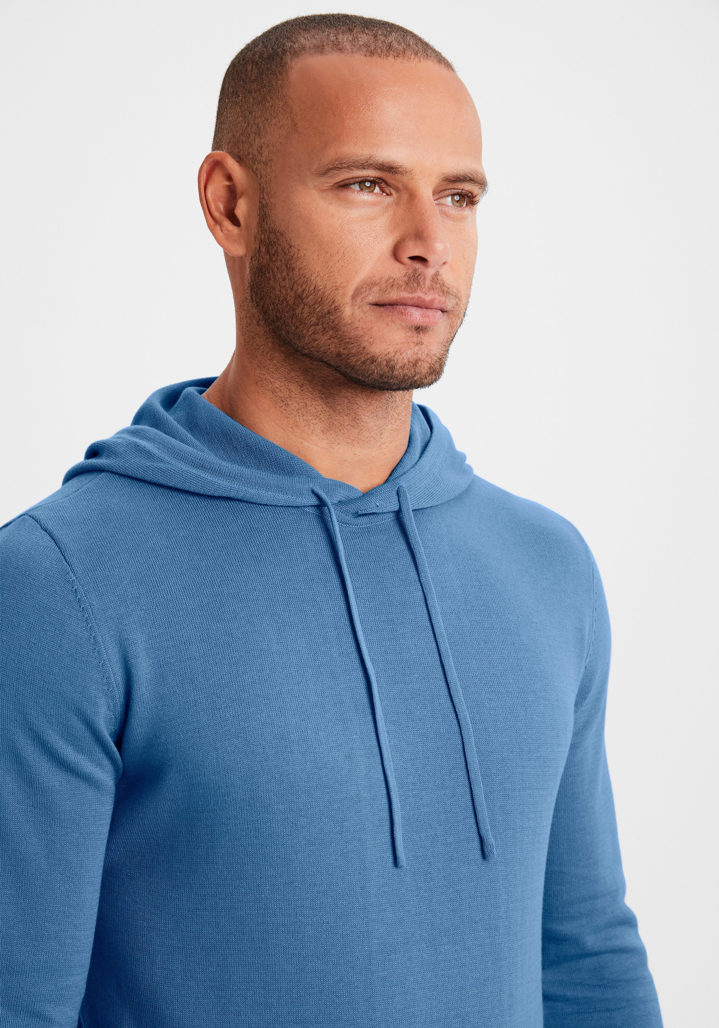 H.I.S Hoodie, Strickpullover mit Kapuze Feinstrick aus pflegeleichter Baumwollmischung