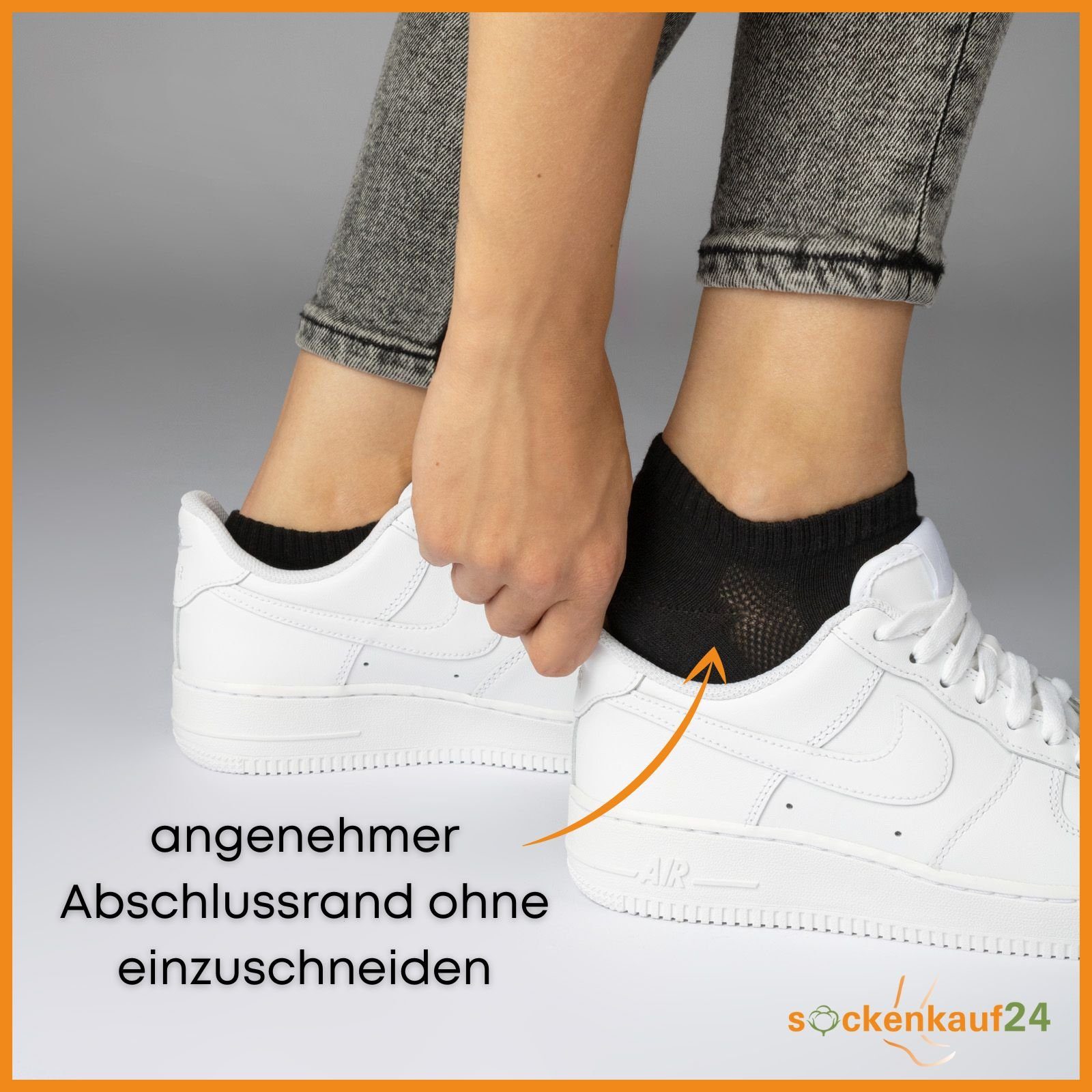 sockenkauf24 Sneakersocken 10 Paar Damen & Herren "Premium Sneaker Socken" Atmungsaktiv (5xSchwarz 5xGrau, 43-46) mit Mesh-Streifen ohne drückende Naht Baumwoll – Bild 5 von 5