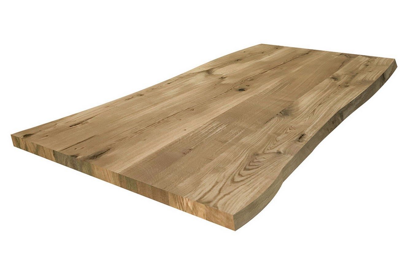 Tischplatte Tischplatte 8 cm Asteiche massiv organische Kante