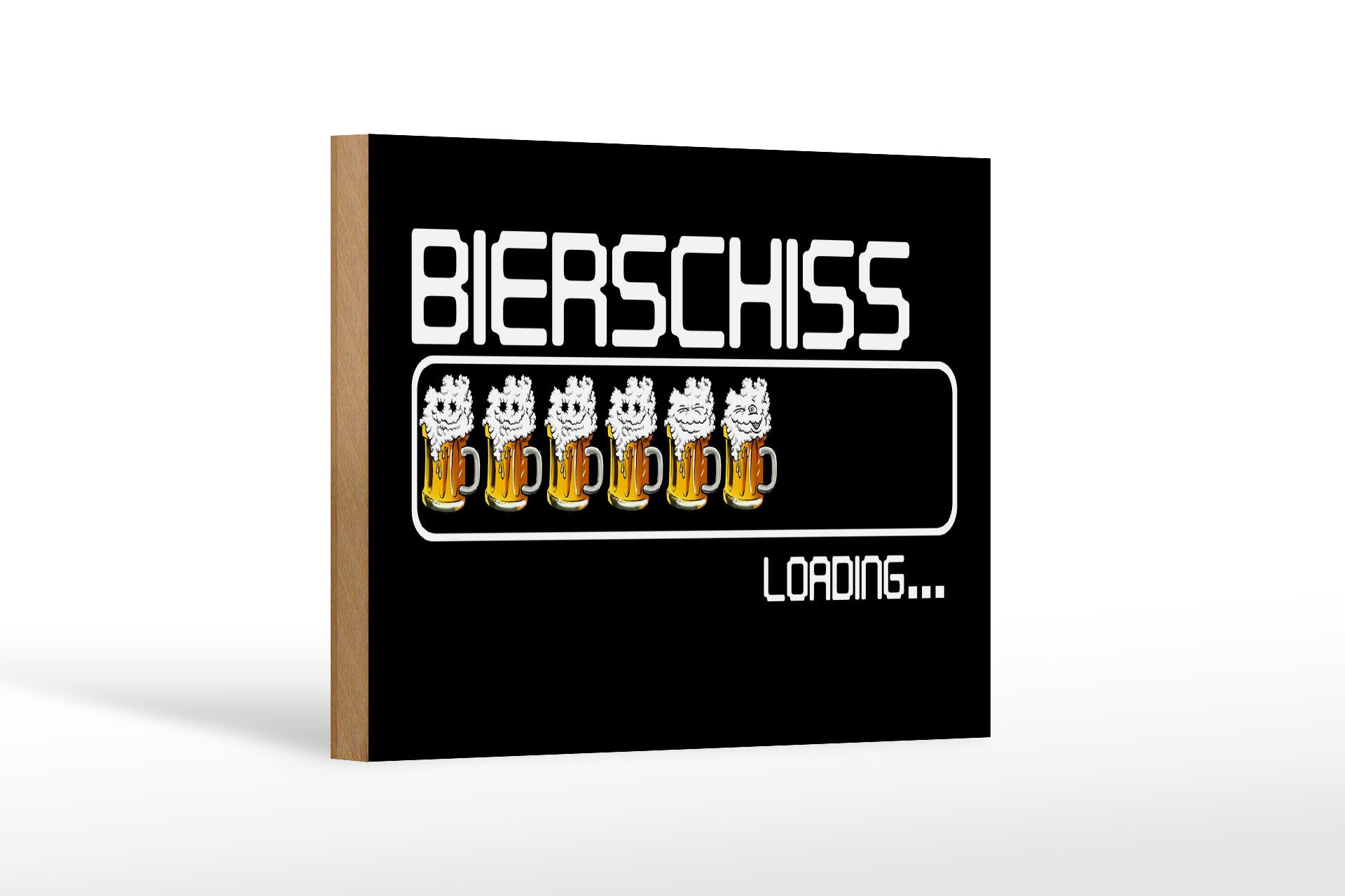 Holzbild 18x12 cm Bierschiss Loading 6 Biergläser