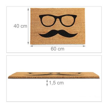 Fußmatte Kokos Fußmatte "Moustache", relaxdays, Höhe: 15 mm