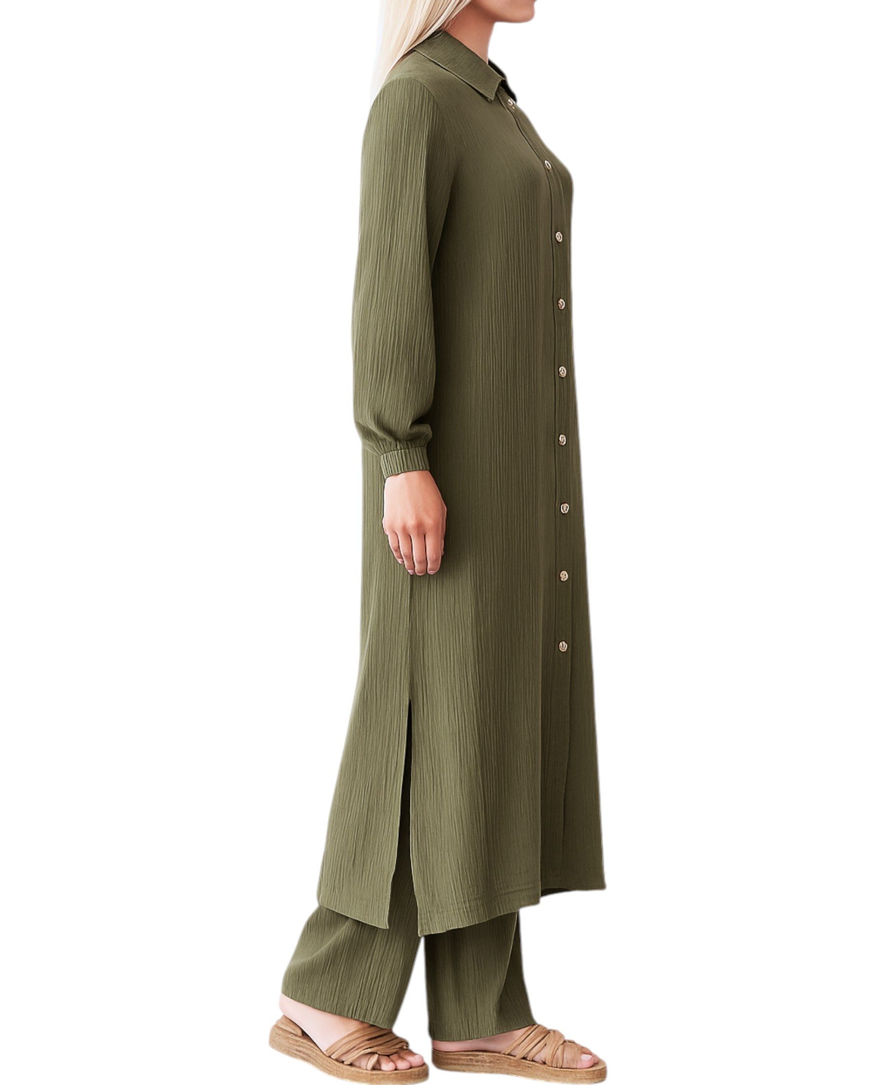 WENOR Longtunika Musselin 130cm lang Kokosknopf 100% Baumwolle Modest Look günstig online kaufen