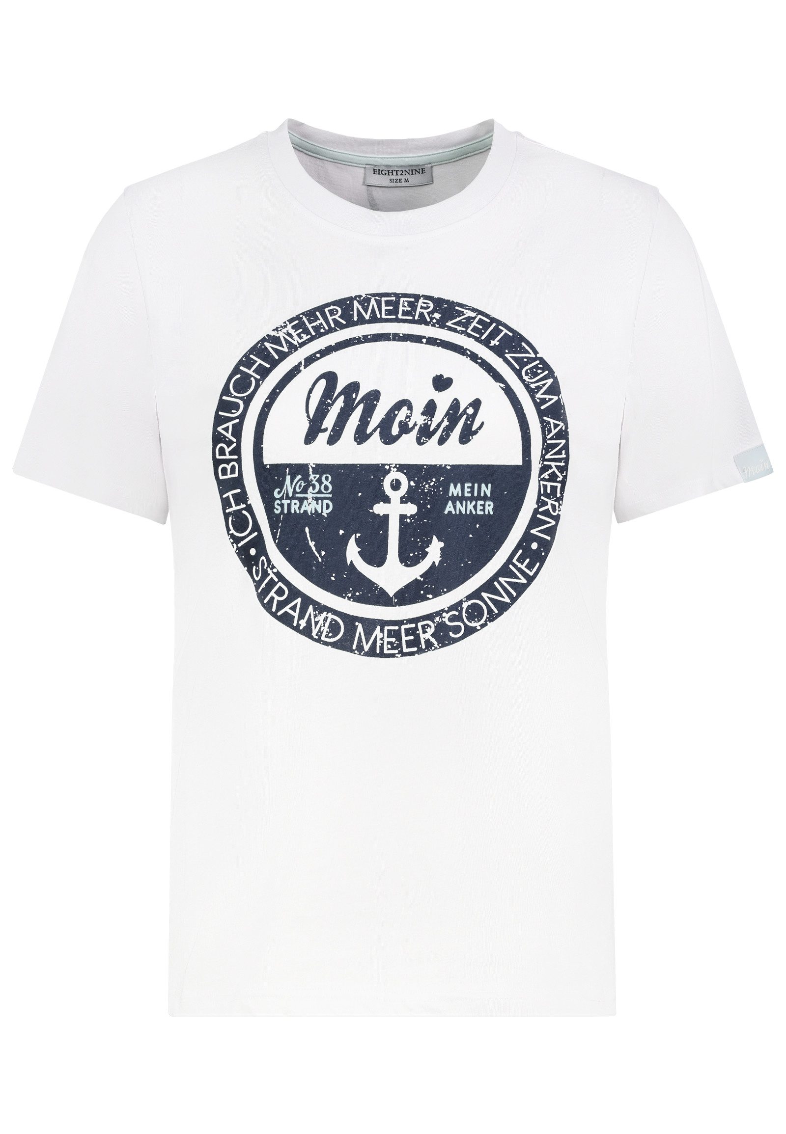 Eight2Nine T-Shirt Damen Baumwollshirt maritim Printshirt, maritime Motive: Anker, Moin, Strandkorb