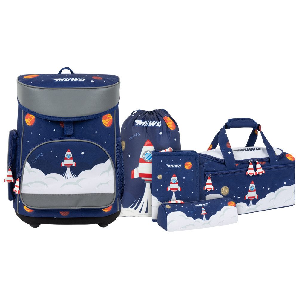 MUWO Schulranzen Kinder Schulranzen Set 5-tlg. verschiedene Motive