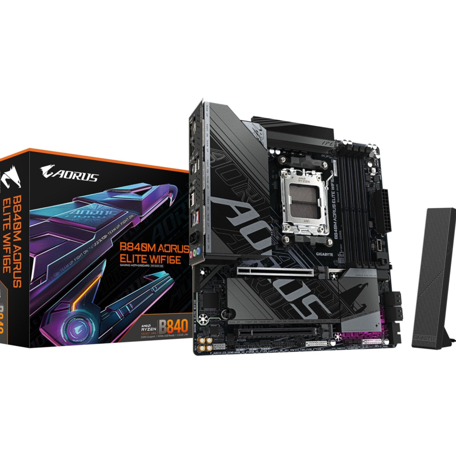 Gigabyte B840M AORUS ELITE WIFI6E Mainboard – AMD Ryzen 9000 Prozessoren, 10+2+ Mainboard