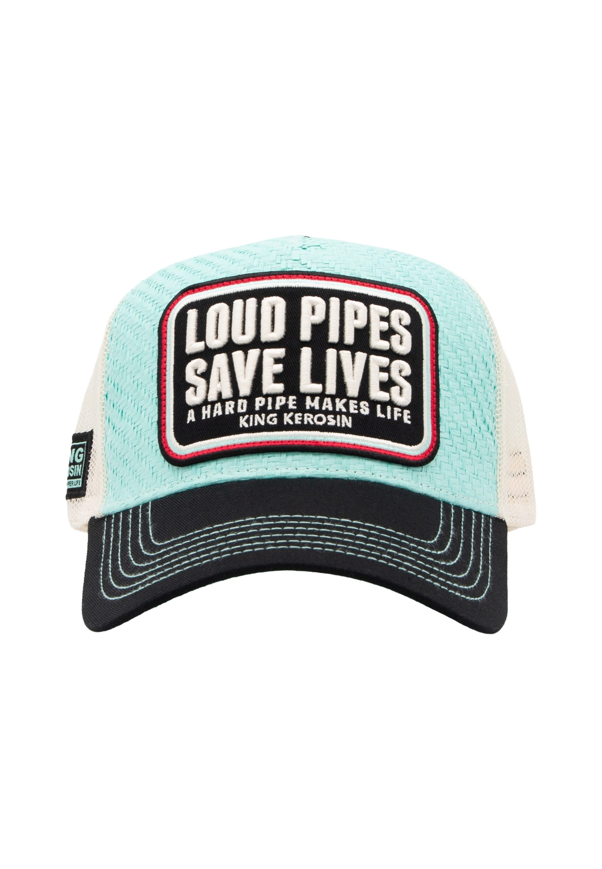 KingKerosin Trucker Cap Loud Pipes Save Lives (1-St) in Bast-Optik