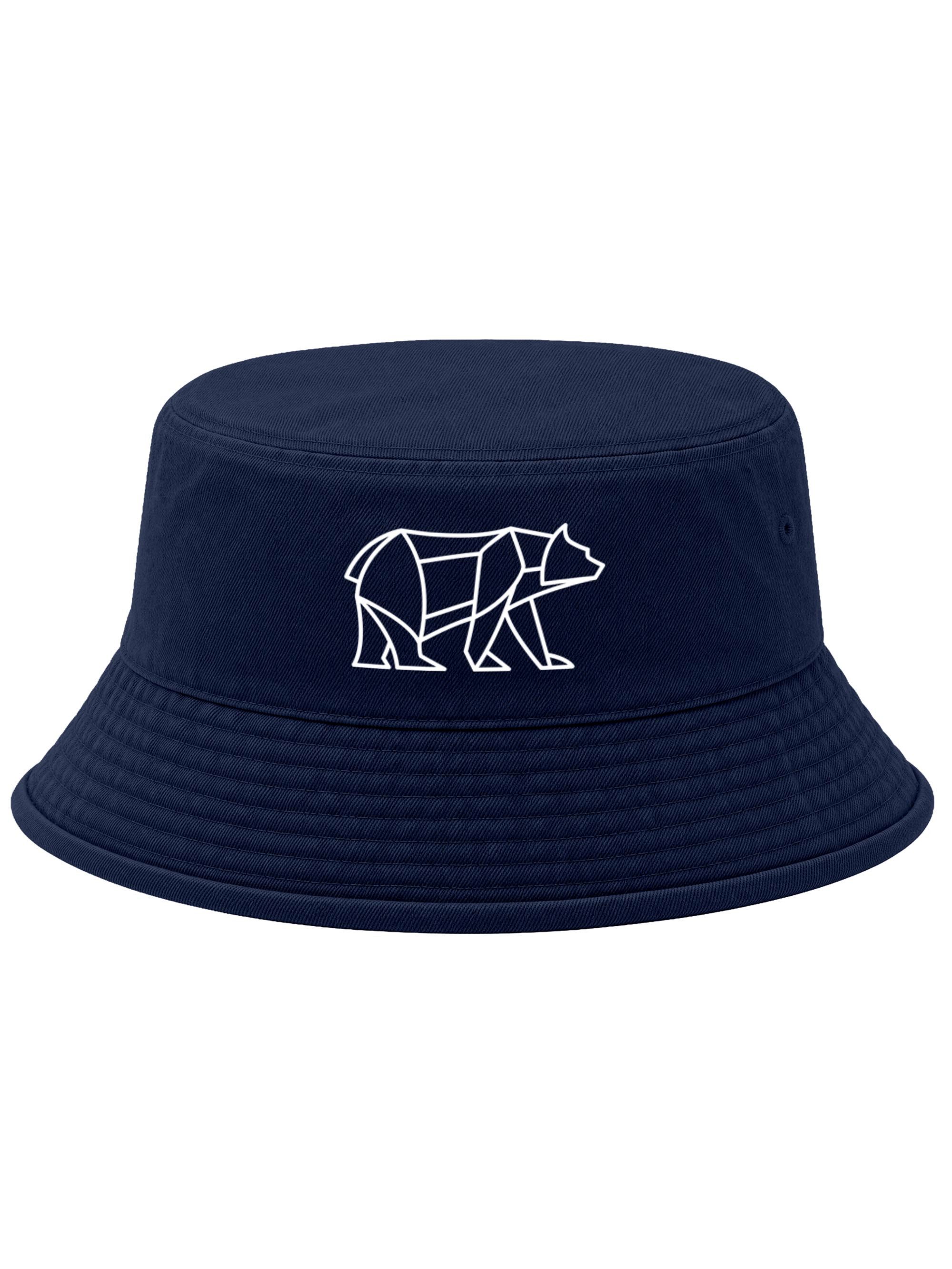 Neverless Fischerhut Anglerhut mit Print Bär Lineart Polygon Bucket Hat Baumwolle