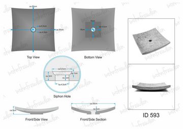 wohnfreuden Aufsatzwaschbecken Marmor Waschbecken ZEN 50 cm creme flach (Kein Set), 6_593
