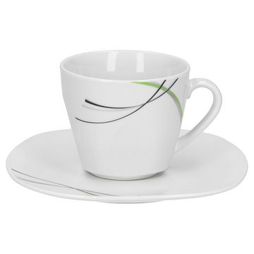 van Well Tasse 6er Set Kaffeetasse 20cl und Untertasse 14,5cm Donna weißes Porzellan