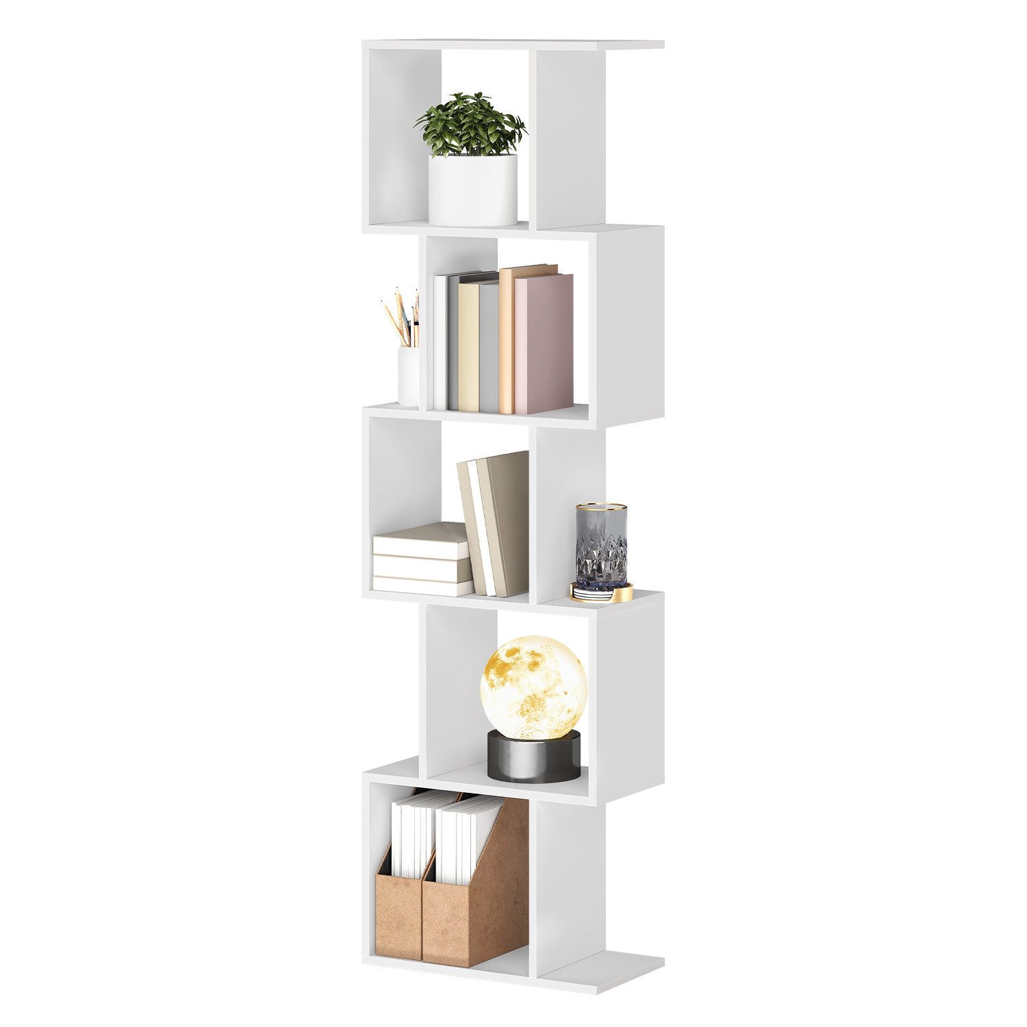 VASAGLE Bücherregal, 6 stöckiges Bücherregal, 24 x 40 x 191 cm, Standregal, Büroregal