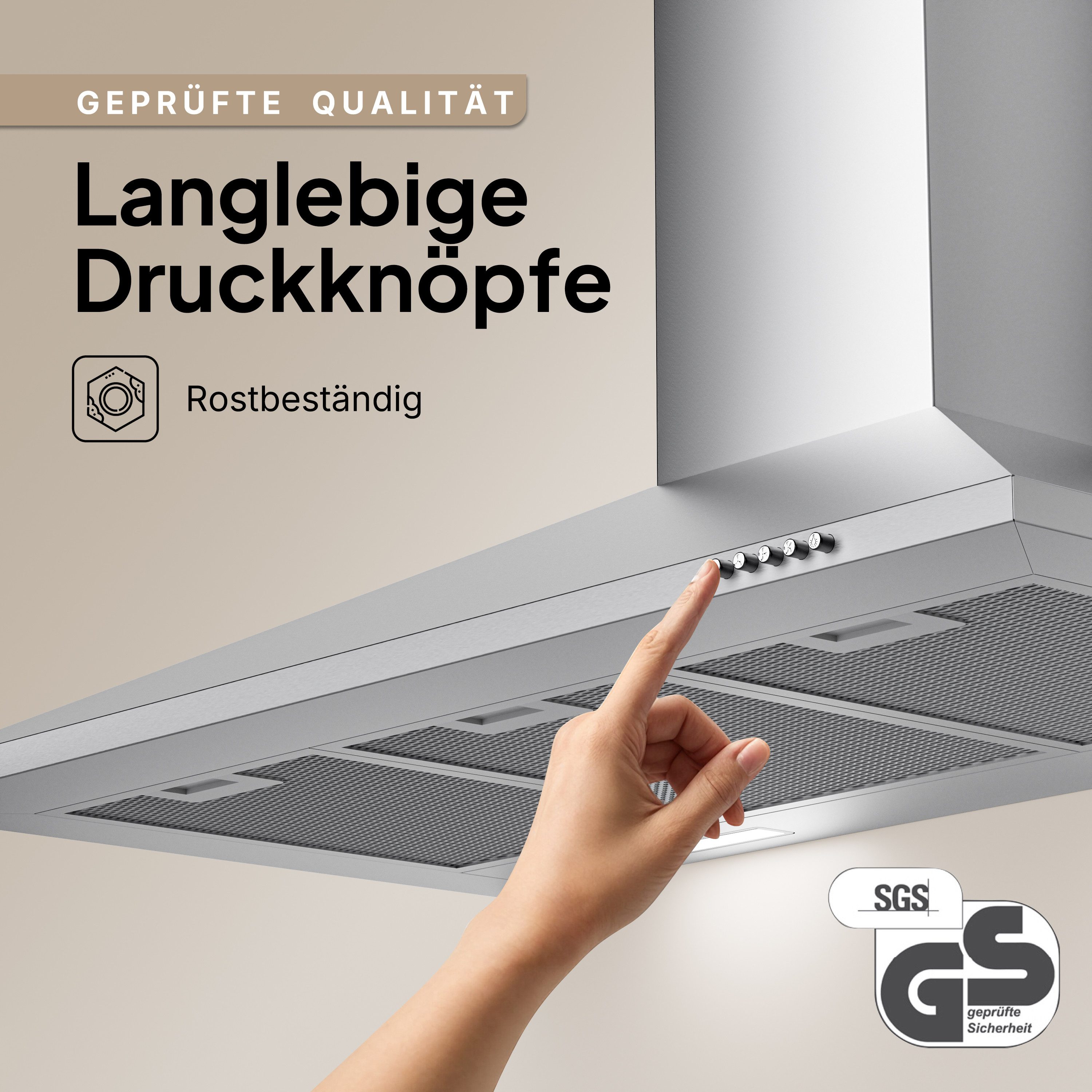 Levivo Wandhaube A+++ 410 m³/h Dunstabzugshaube 60cm und 90cm Umluft & Abluft A+++ 410 m³/h Dunstabzugshaube 60cm und 90cm Umluft & Abluft, Aktivkohlefiltern, Fettfiltern, LED-Beleuchtung