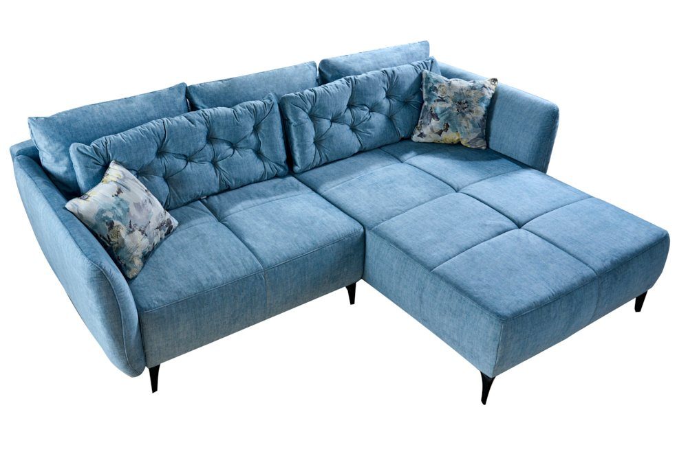 / riess-ambiente · blau Couch schwarz, 1 · L-Form Teile, Kissen Design Wohnzimmer aqua inkl. Einzelartikel 245cm Ecksofa · Samt · MARRAKESCH