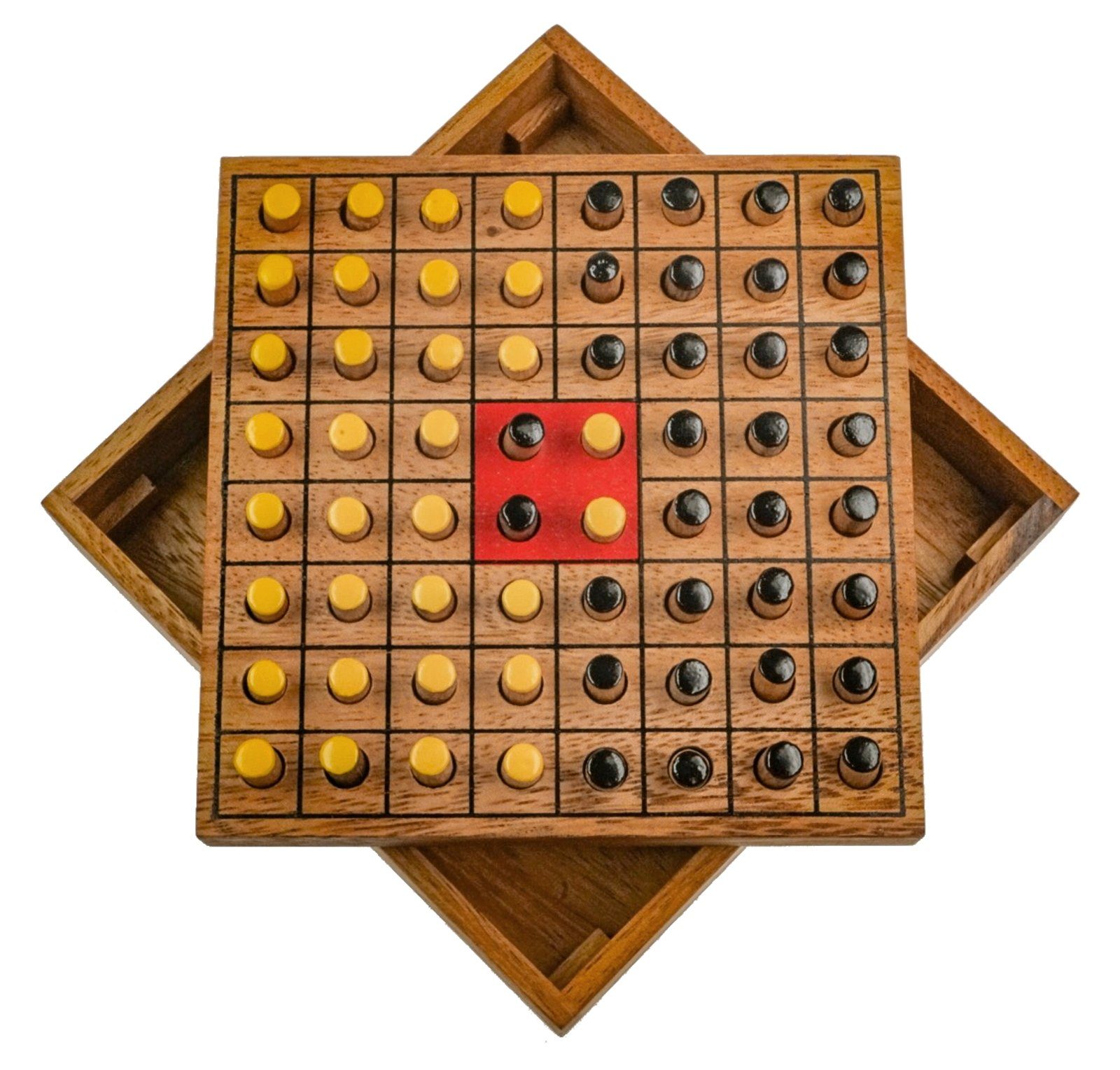 Logoplay Holzspiele Spiel, Wende den Stein für 2 Spieler - Spielfeld 14 x 14 cm - StrategiespielHolzspielzeug