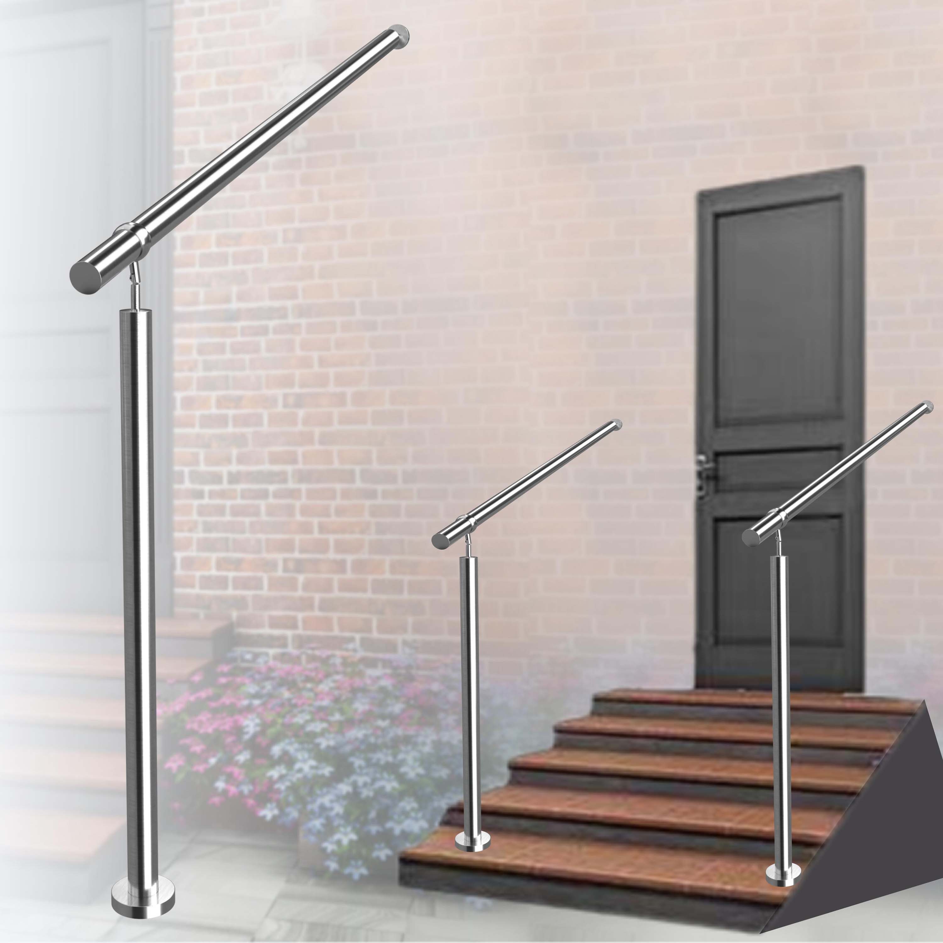 AICA Handlauf Eingangsgeländer, Geländer Edelstahl Handlauf, Treppengeländer 150 cm, 100 cm Gesamtlänge, (Packung), Edelstahl, Silber/Schwarz, Länge: 100/120/150 cm, innen und außen