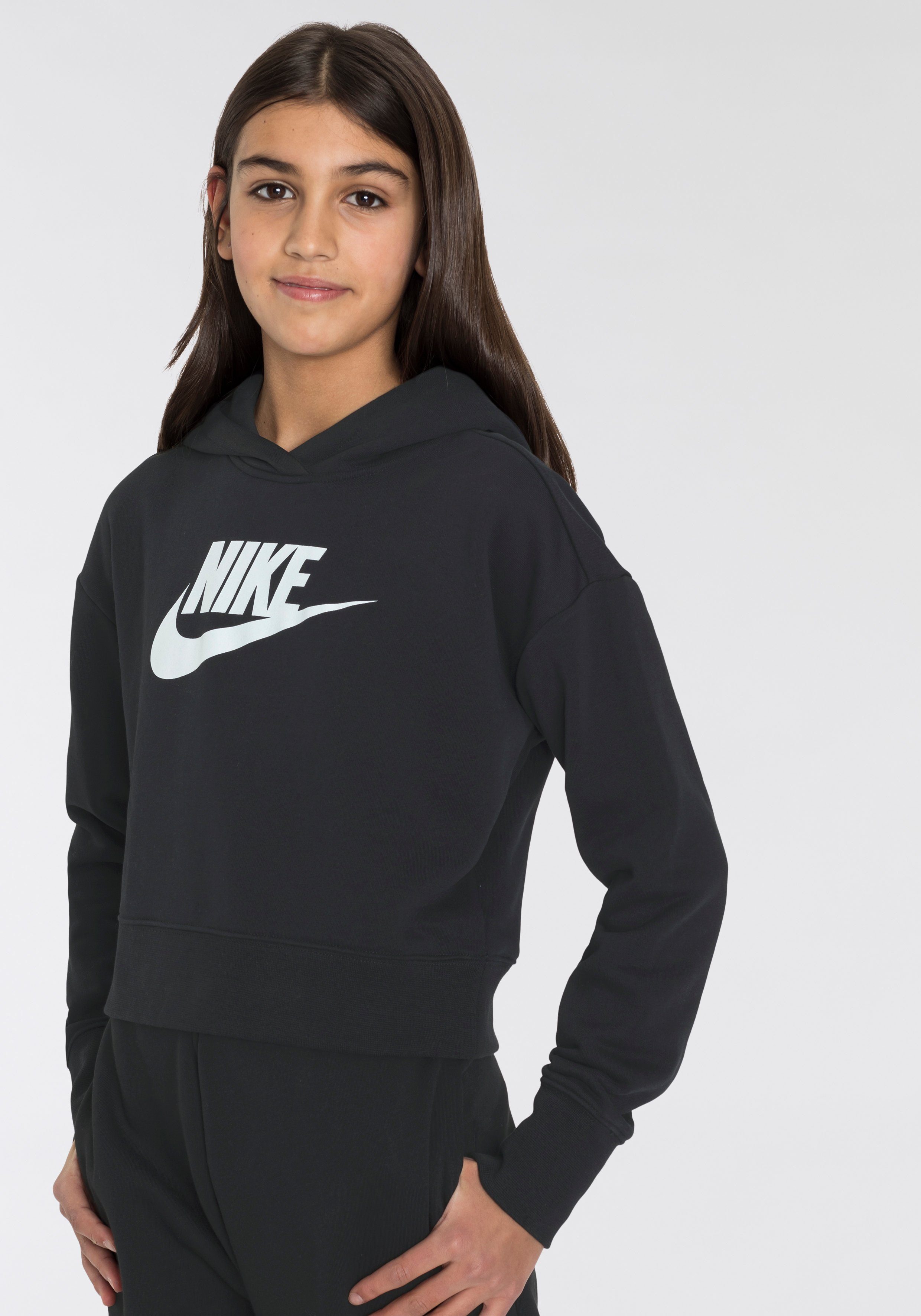 schwarz Kapuzensweatshirt Kids' Hoodie (Girls) French Nike Sportswear Big Club Cropped Terry