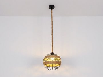 meineWunschleuchte LED Pendelleuchte, Dimmfunktion, LED wechselbar, Warmweiß, Boho Kugel-lampe Lampenschirm Draht-Gitter über Esstisch hängend Ø30cm