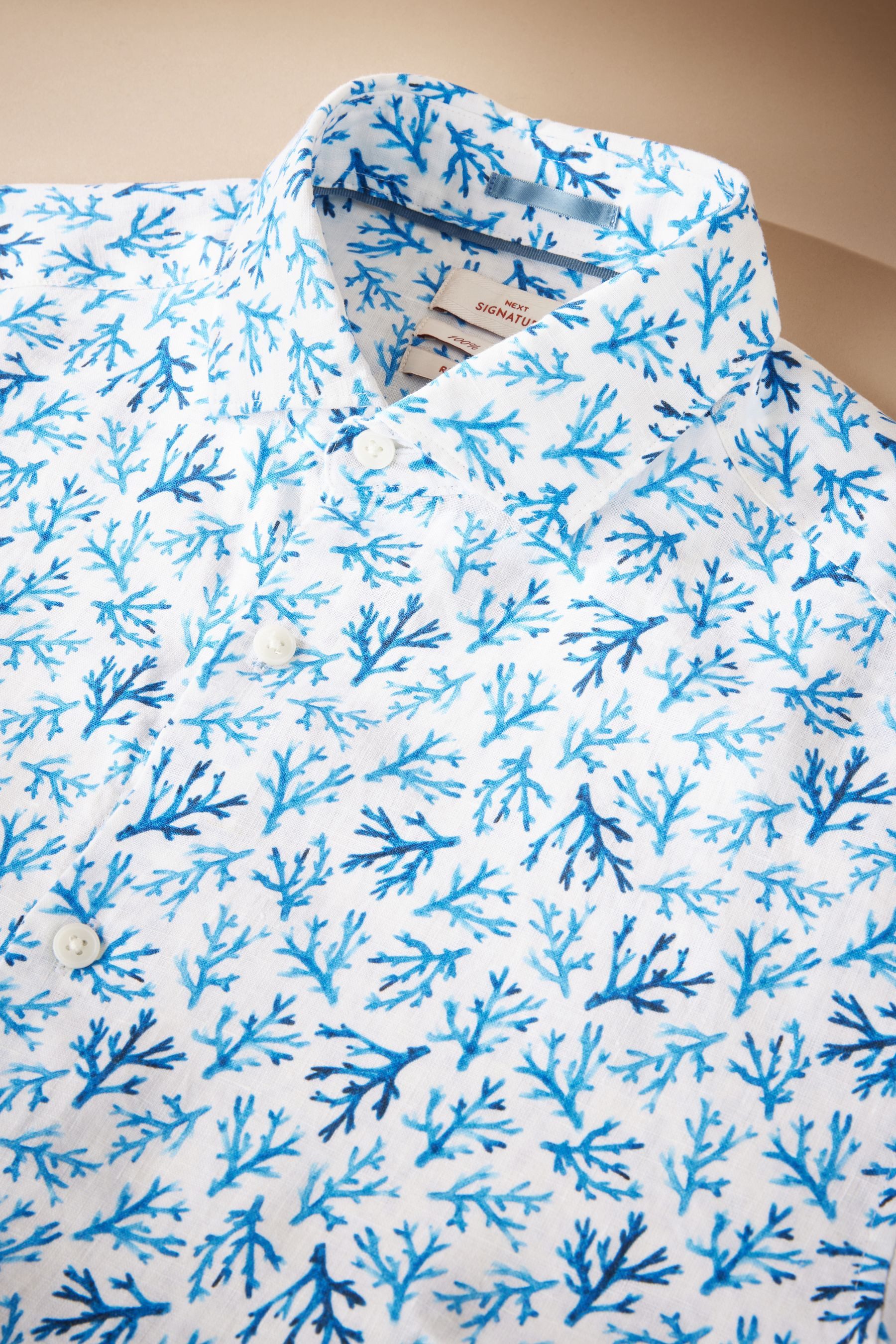 Next Langarmhemd Bedrucktes elegantes Langarmhemd aus 100 % Leinen (1-tlg) günstig online kaufen