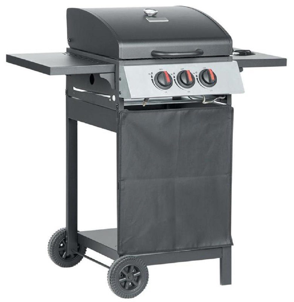 PROREGAL® Gasgrill RIBEYE Gasgrill mit 2 Hauptbrennern plus Seitenkocher, aus rostfreier, aus rostfreier Stahl