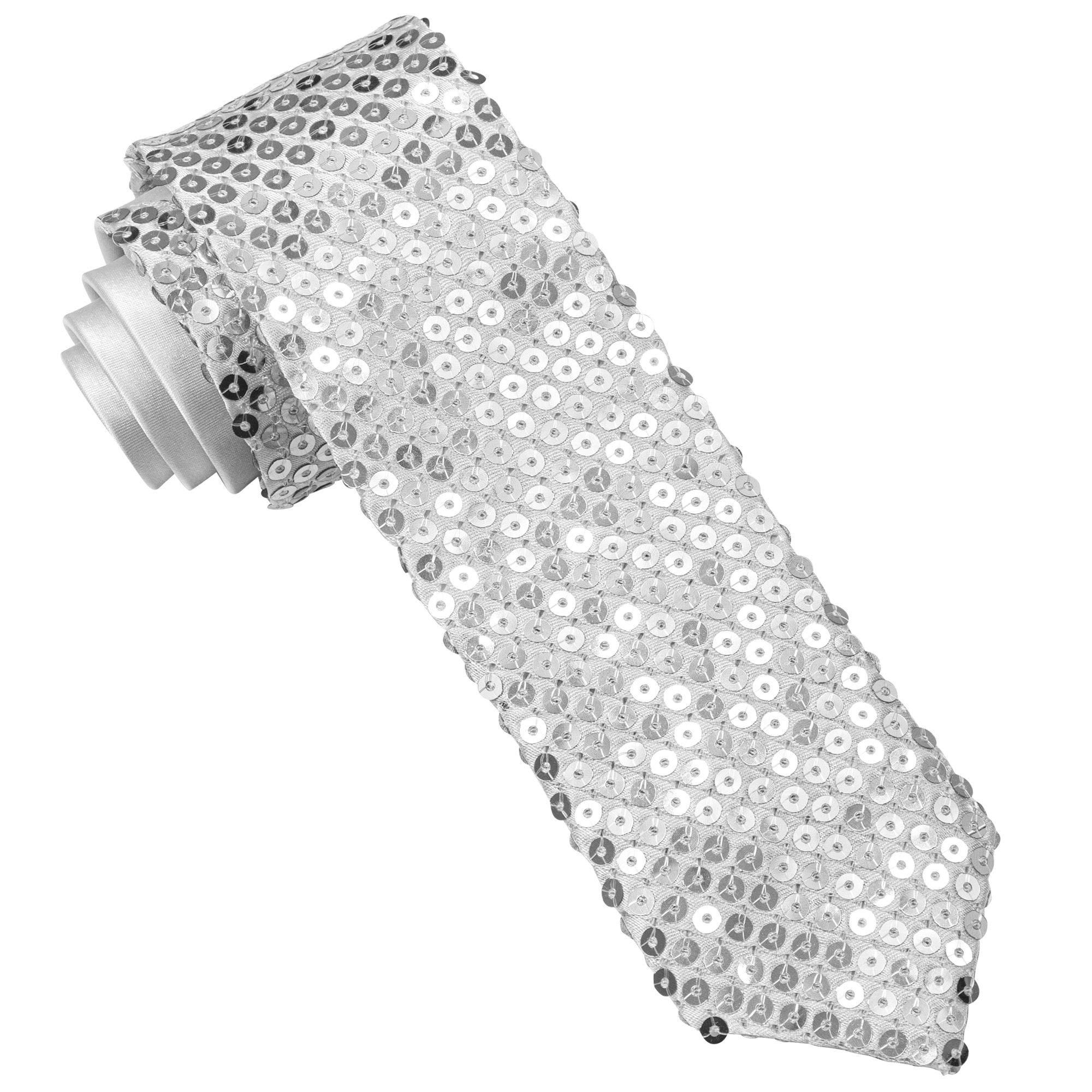 Widmann S.r.l. Kostüm Glitzer Pailletten Krawatte zum Show Kostüm, Silb günstig online kaufen