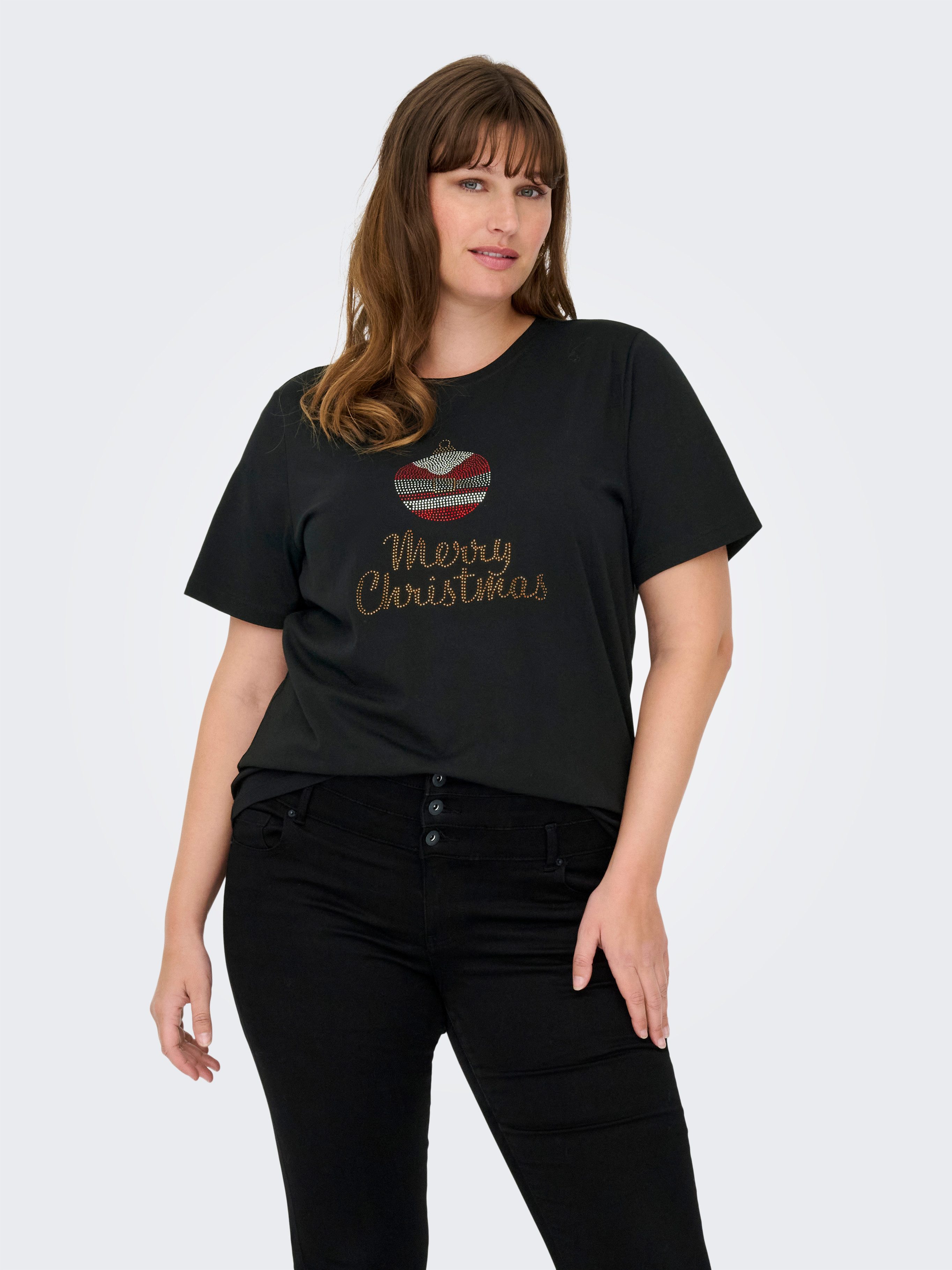 ONLY CARMAKOMA Kurzarmshirt CARKITA XMAS SS O-NECK JEANS FIT TEE JRS Weihna günstig online kaufen