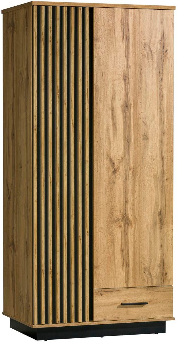 Compleo Kleiderschrank eiche wotan/schwarz, zwei Türen günstig online kaufen