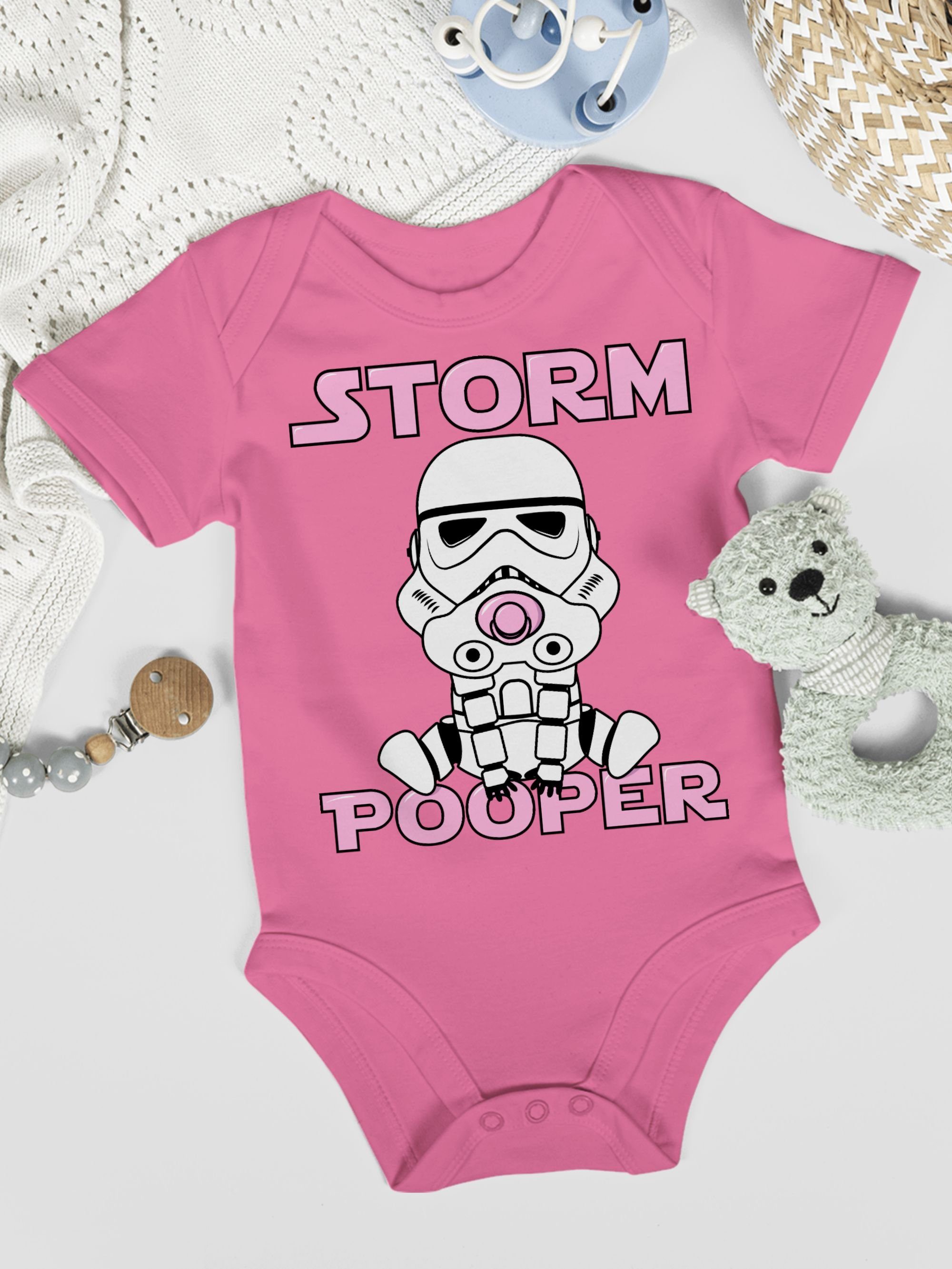 Baby Shirtbody Storm Pooper Pink Sprüche 1 I Shirtracer