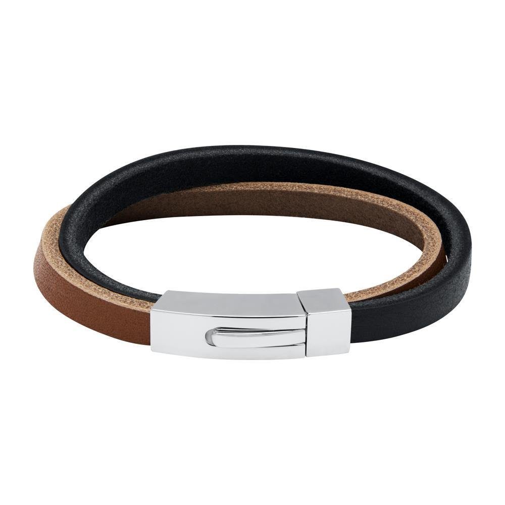 Lederarmband Armband Leder braun schwarz (Länge: 21cm)