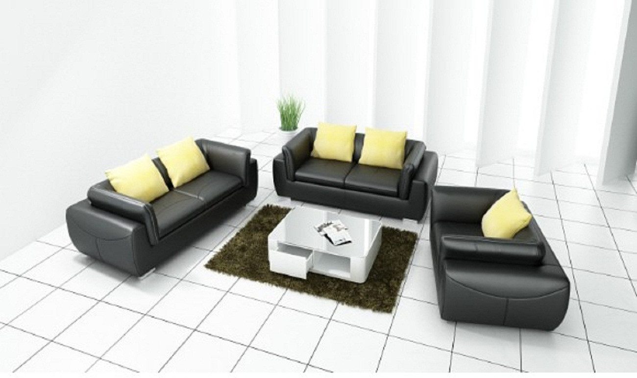 JVmoebel Polstergarnitur Ledersofa mit USB Wohnlandschaft 3+2+1 Sitzer Garnitur Sofa Couch, Made in Europa