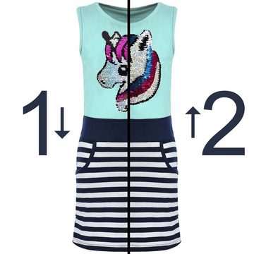 KMISSO Jerseykleid »Mädchen Sommer Kleid mit Wendepailletten« (1-tlg) bequem zu tragen, Kleid, Wende Pailletten