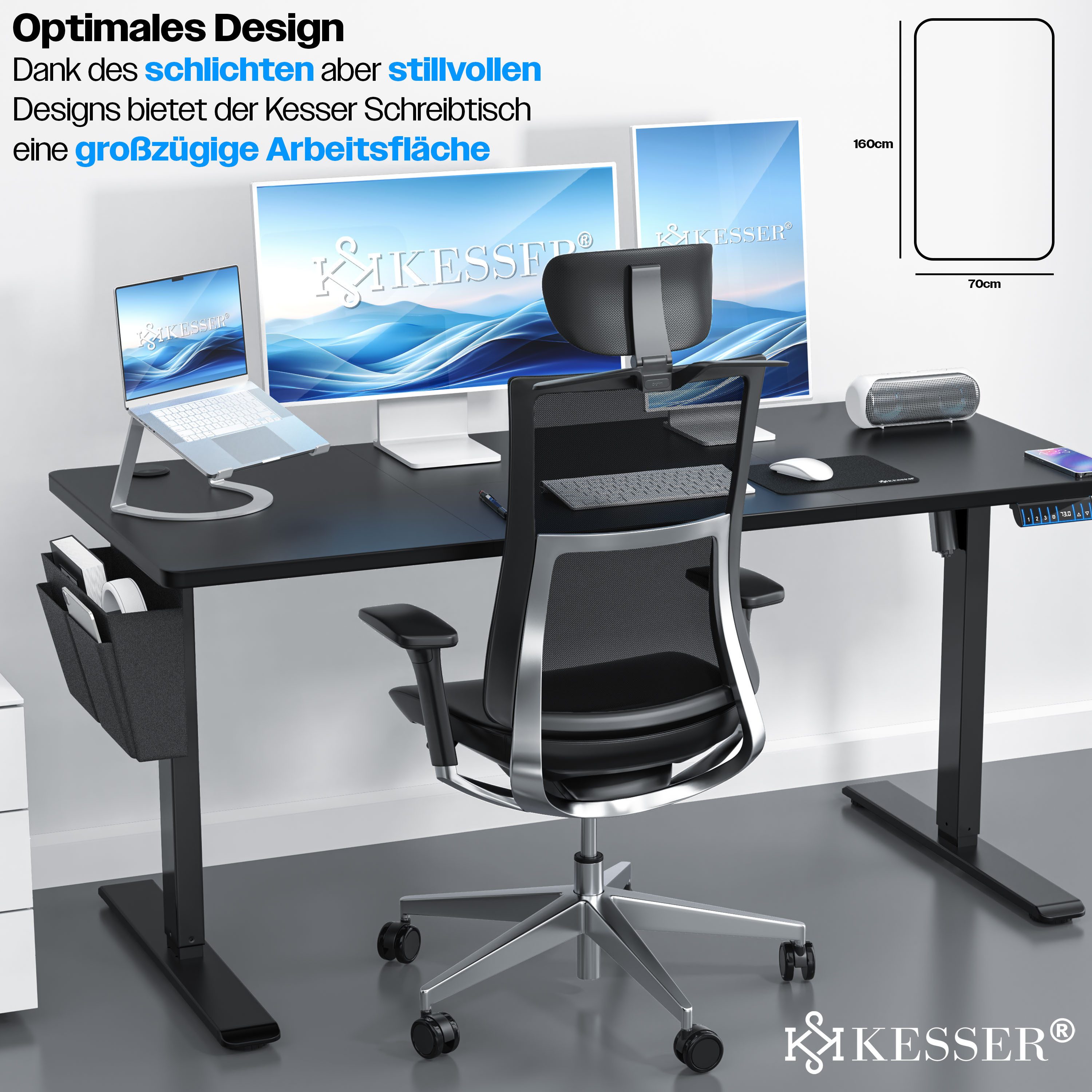 KESSER Schreibtisch, elektrischer & Höhenverstellbarer Computertisch für Home & Office