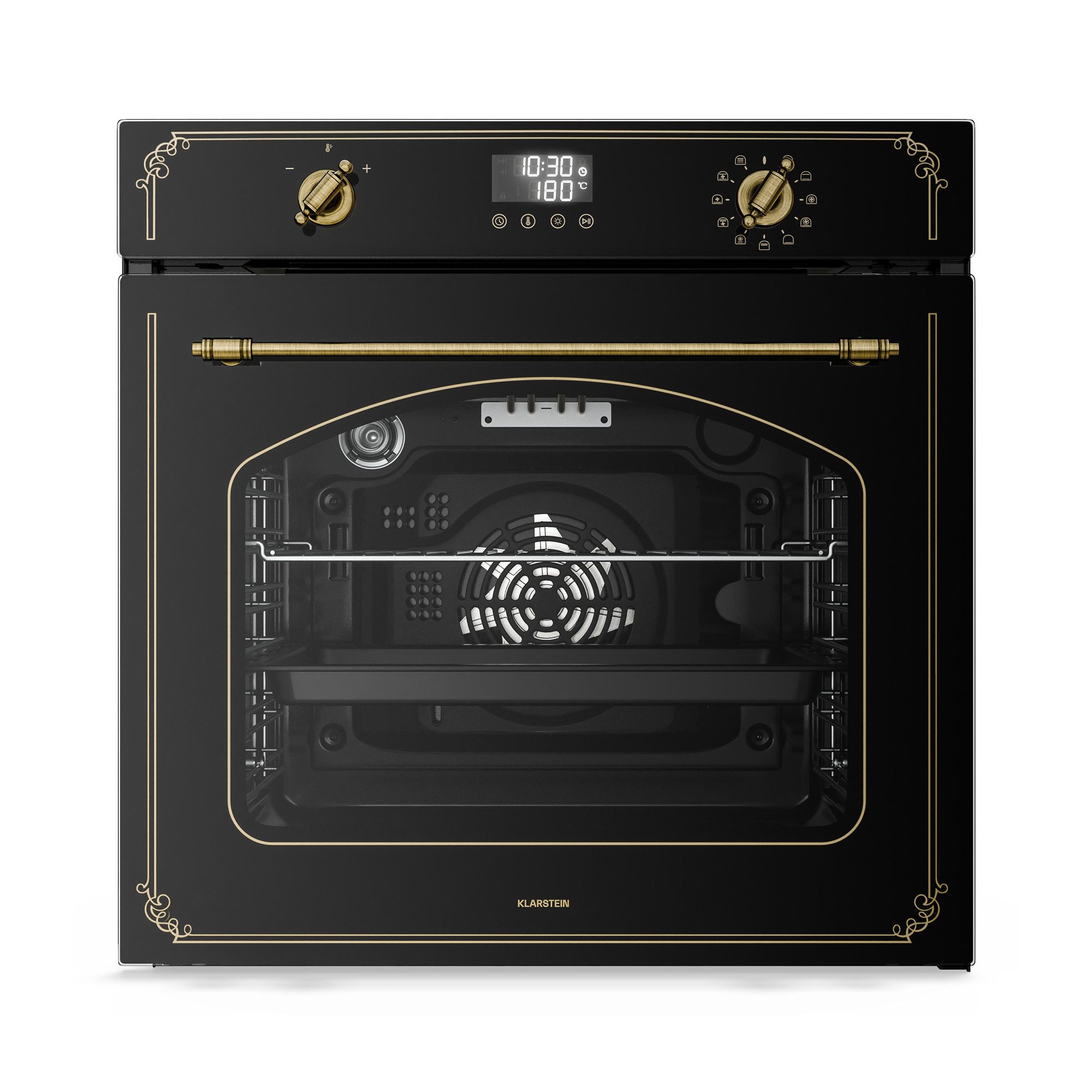 Klarstein Backofen Victoria Pyro-Backofen 76L 60cm 3150W 11 Funktionen Pyrolyse Retro A Victoria, Pyrolyse-Backofen 76L Retro mit Drehregler & 11 Modi