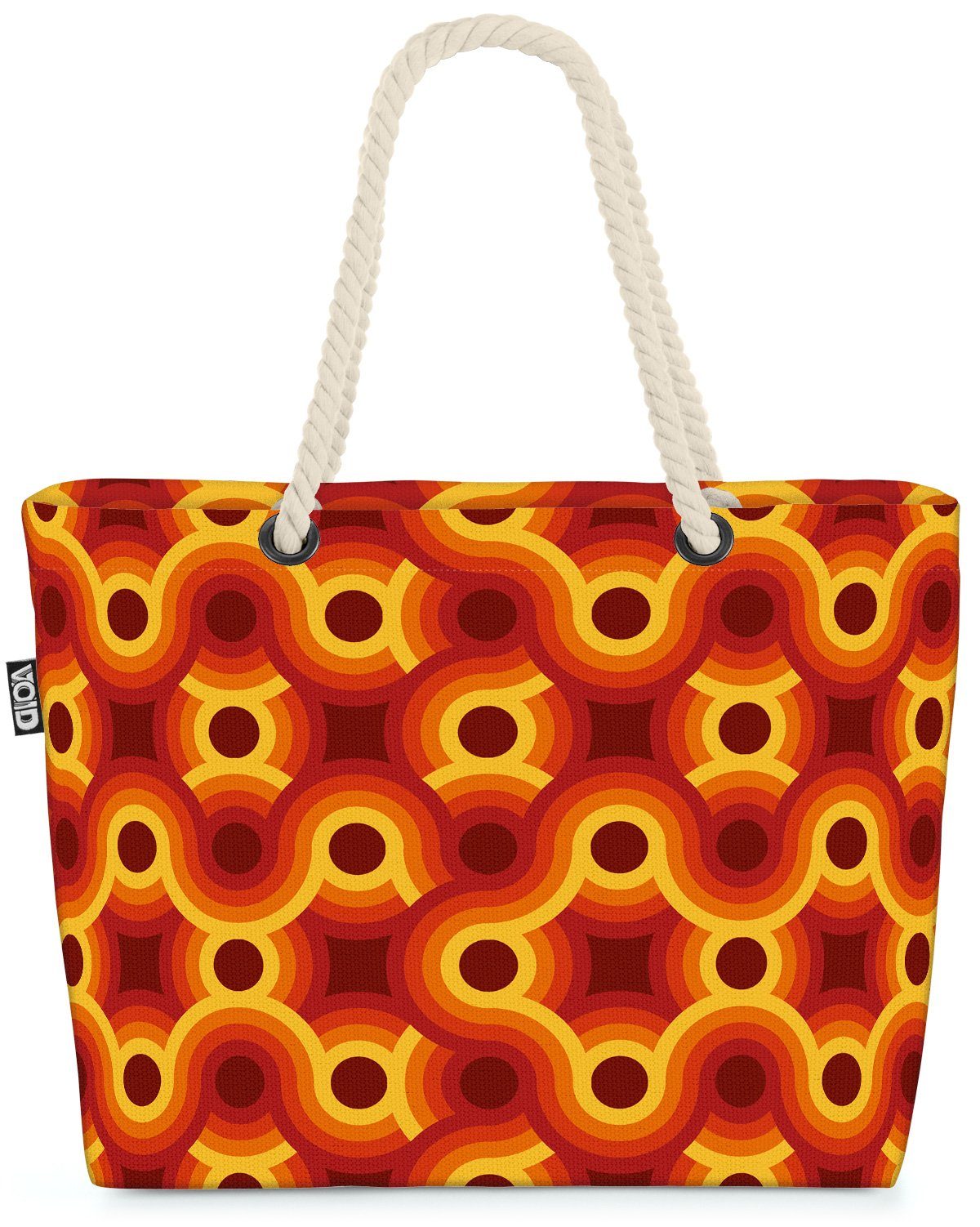 VOID Strandtasche (1-tlg), Vintage Muster Welle Retro Orange 60s jahrgang tapete geometrisch ret
