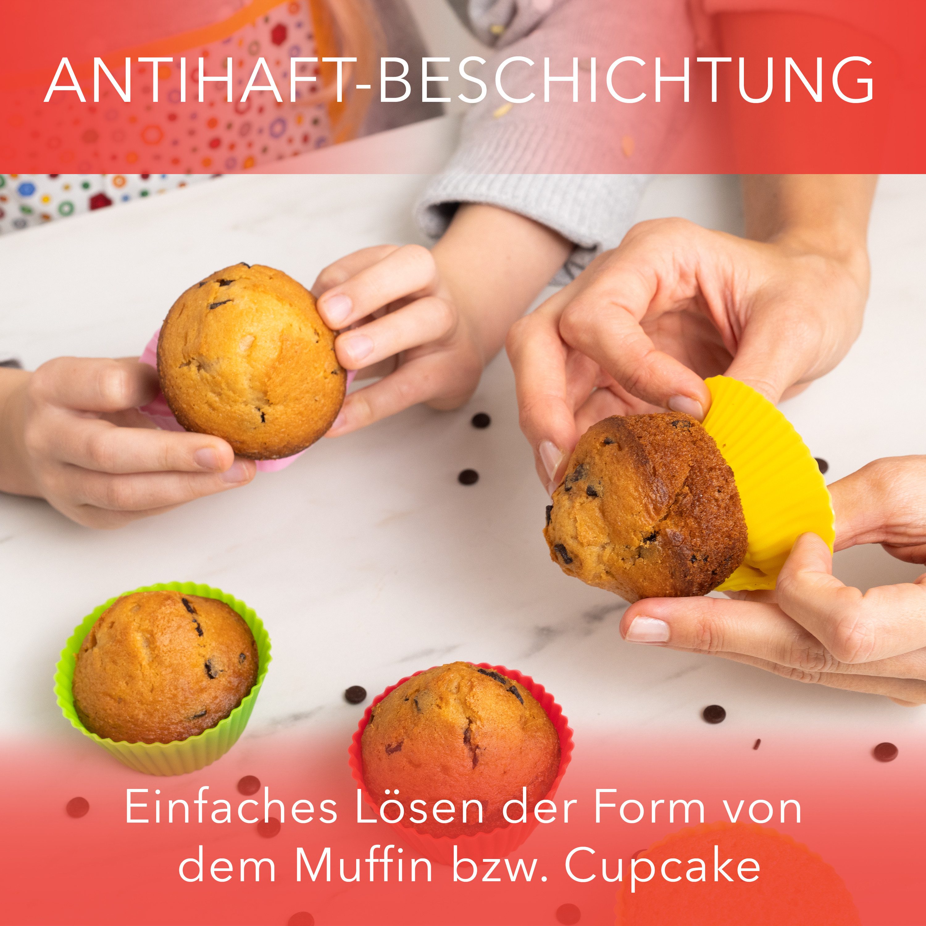 AVANA Muffinform Wiederverwendbare Muffinformen aus Silikon Cupcake Muffinförmchen, (24-tlg), Antihaftbeschichtet, BPA-frei, umweltschonend, 8 Farben – Bild 4 von 5