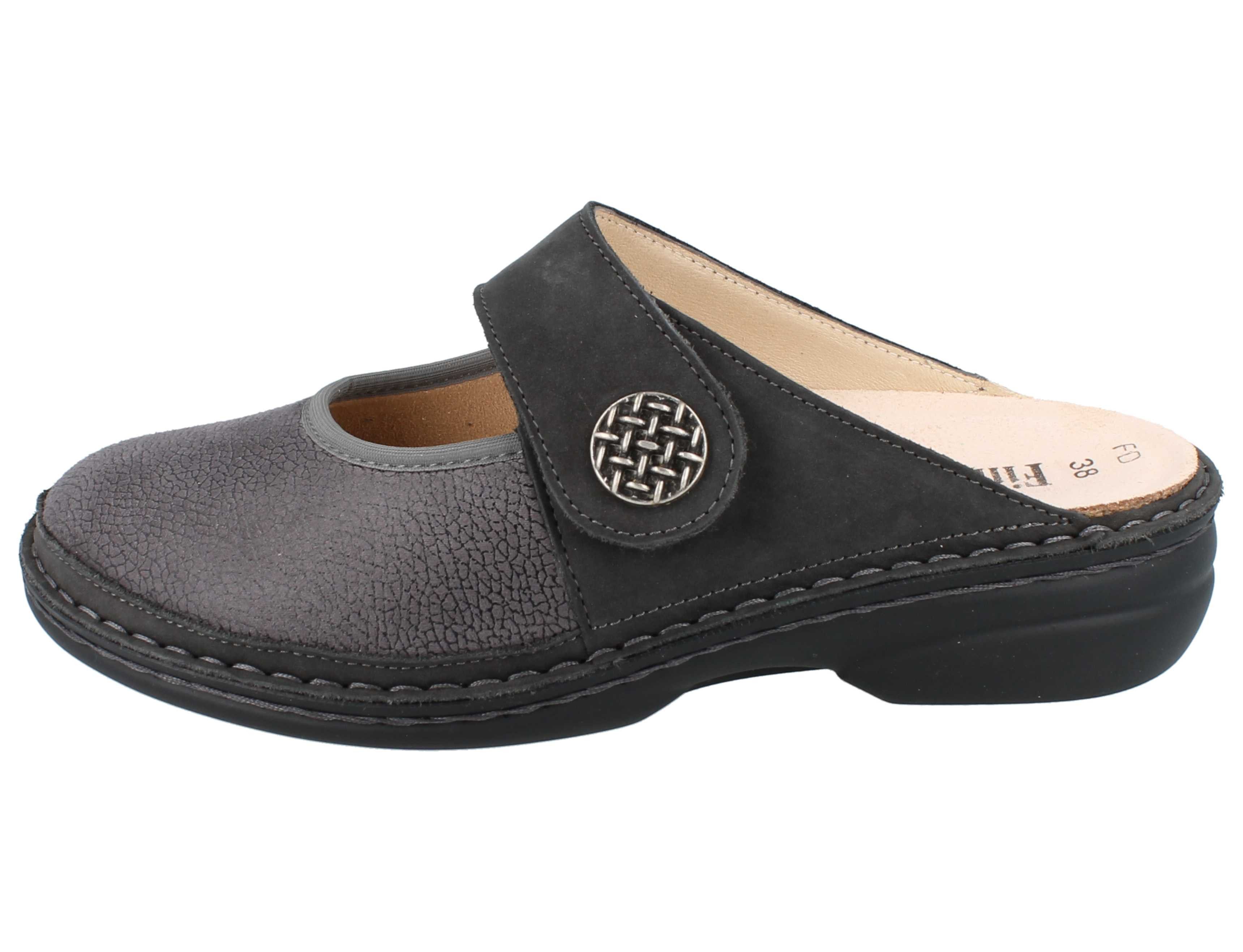 Finn Comfort FINN COMFORT Asinara Damen Clog dunkelgrau Nubukleder Stretch - Clog Wechselfußbett