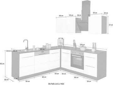 Kochstation Winkelküche KS-Brindisi, mit E-Geräten, Stellbreite 220/220 cm