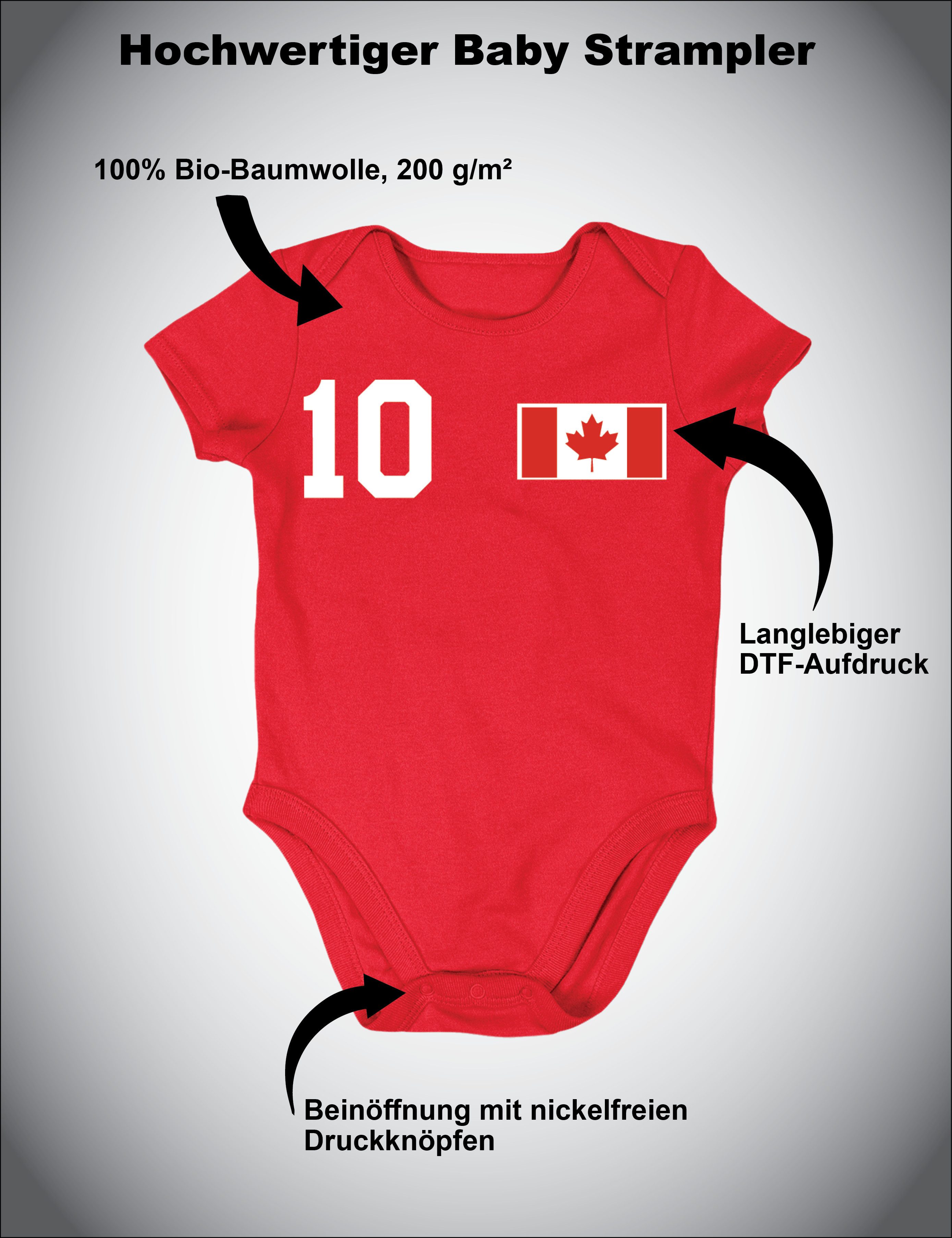 Youth Designz Kurzarmbody Kanada Fußball Kinder Baby Body Strampler Geschenk mit modischen Aufdruck für Jungen und Mädchen