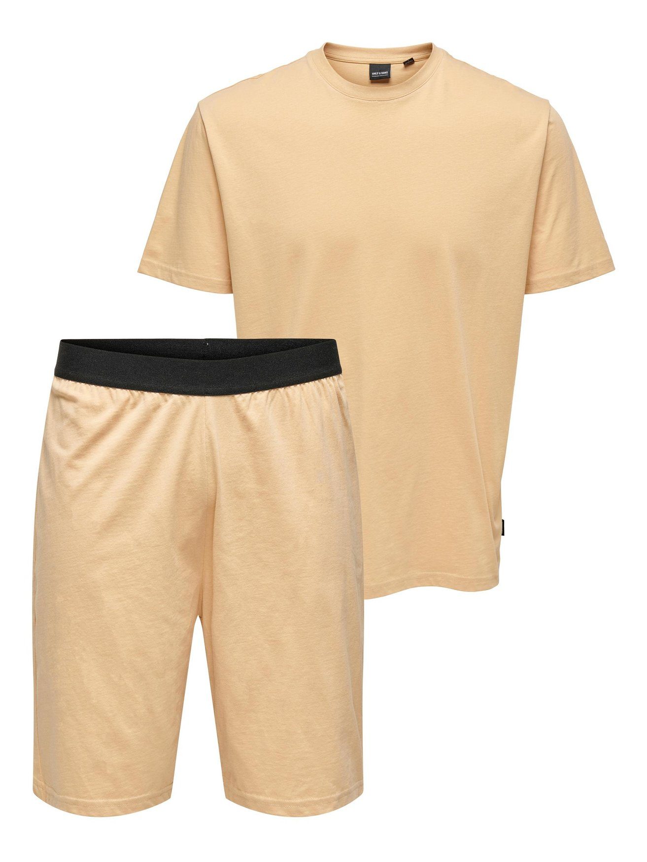 ONLY & SONS Schlafanzug 2-Teiliger Pyjama Schlafanzug Kurzarm T-Shirt & Hose ONSBILLY (2 tlg) 6509inBeige