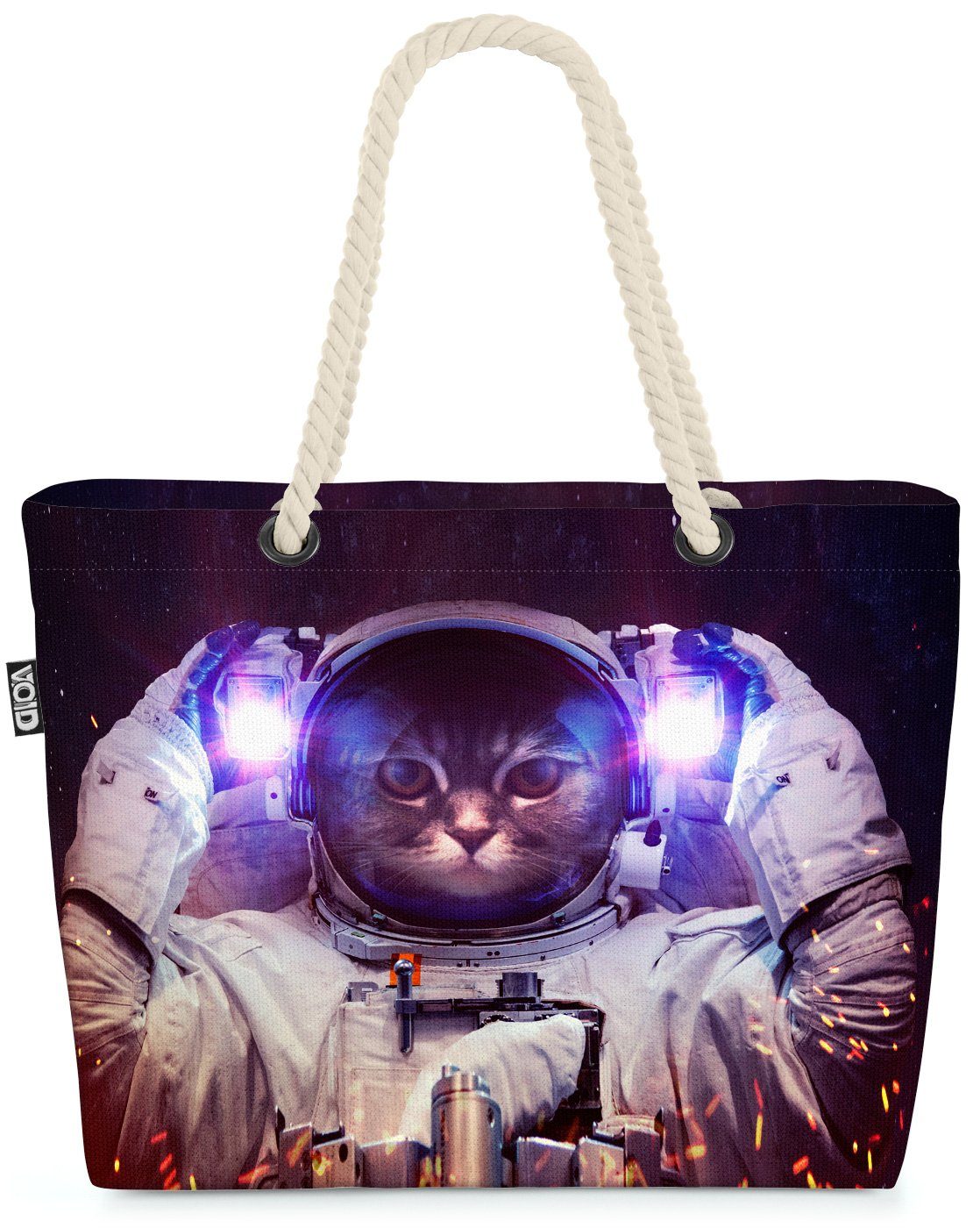 VOID Strandtasche (1-tlg), Weltall Katze Beach Bag Katze Weltall Astronaut Space Raumfahrt Raumschiff