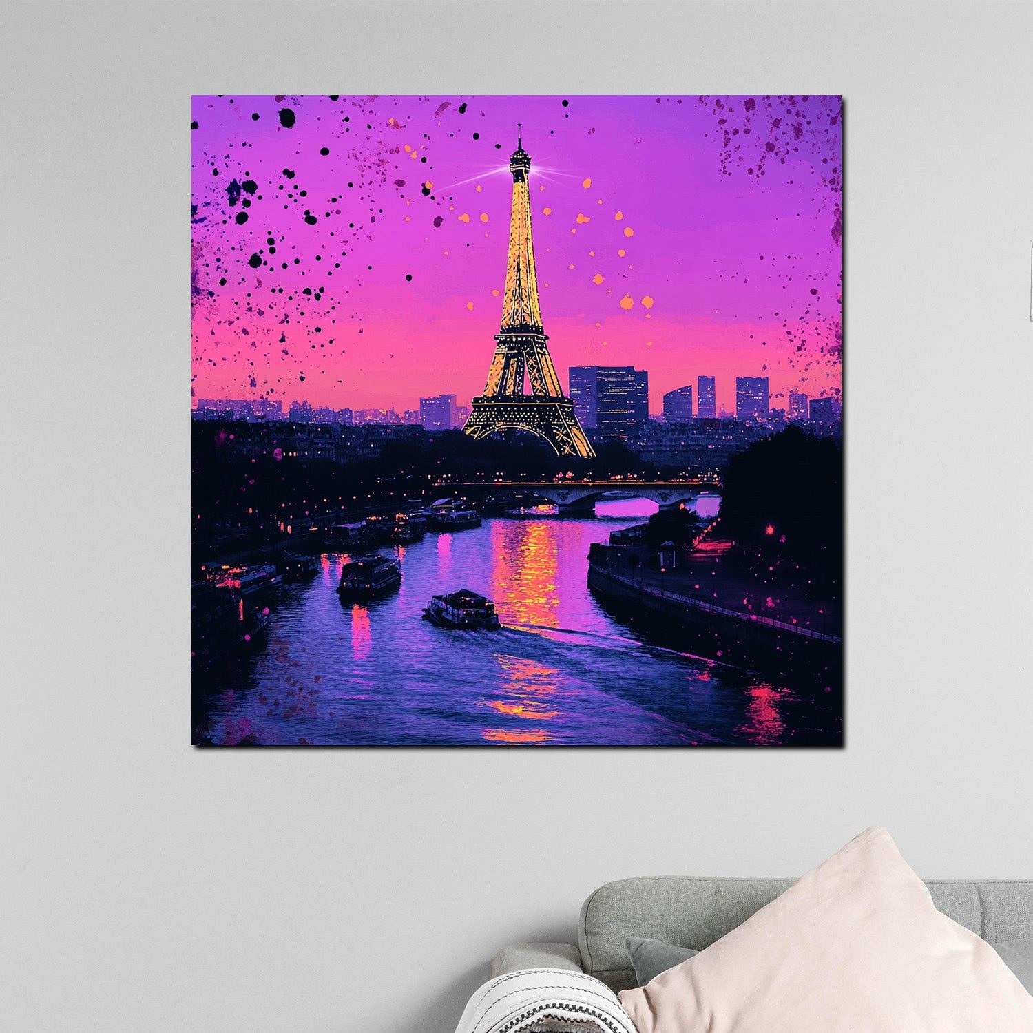 Artedinoi Leinwandbild Abstrakt Paris Eiffelturm Seine Pop Art modern Leinwandbild Wandbild X, Eiffelturm an der Seine, modern